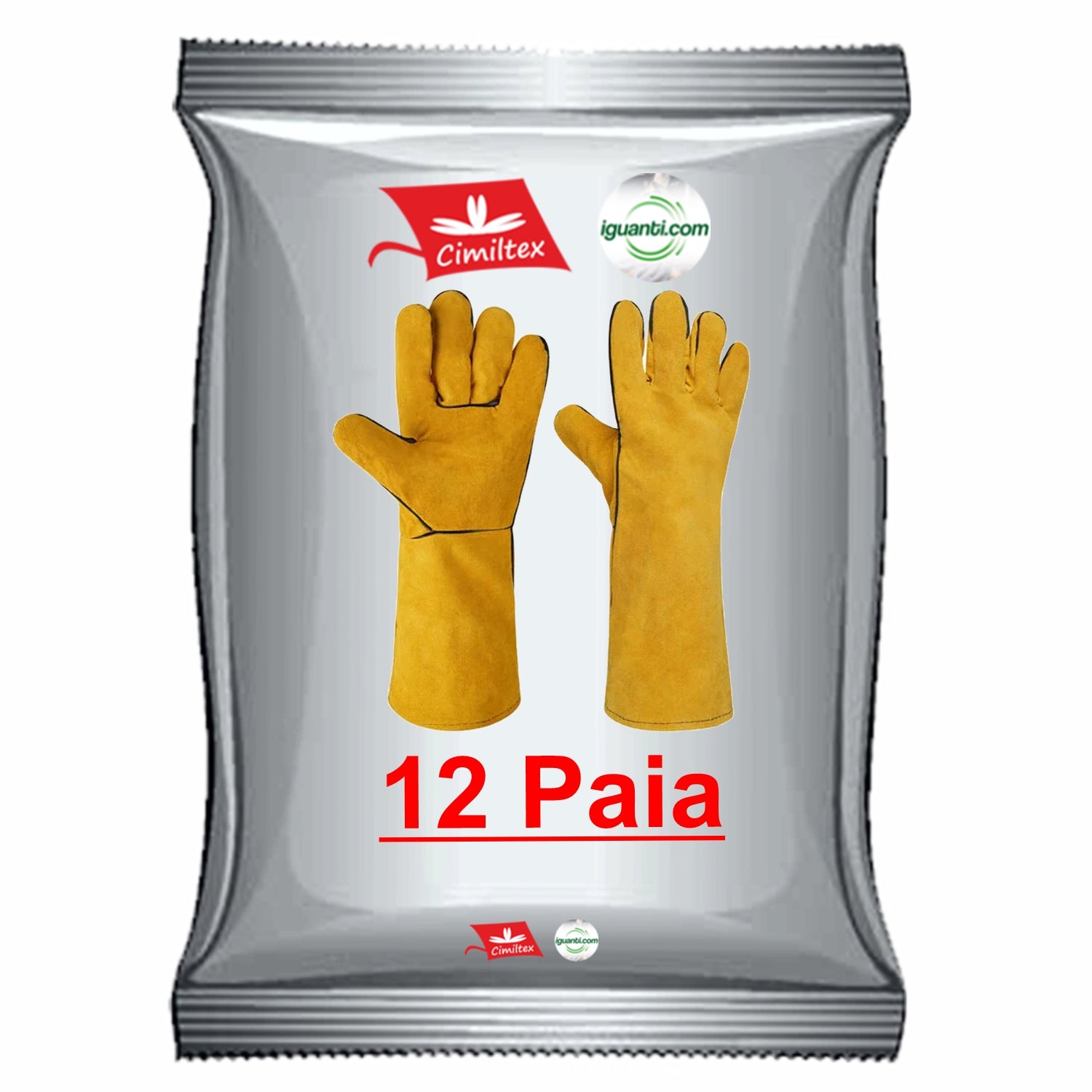 Guanti saldatore pelle crosta resistenti al calore 12 paia