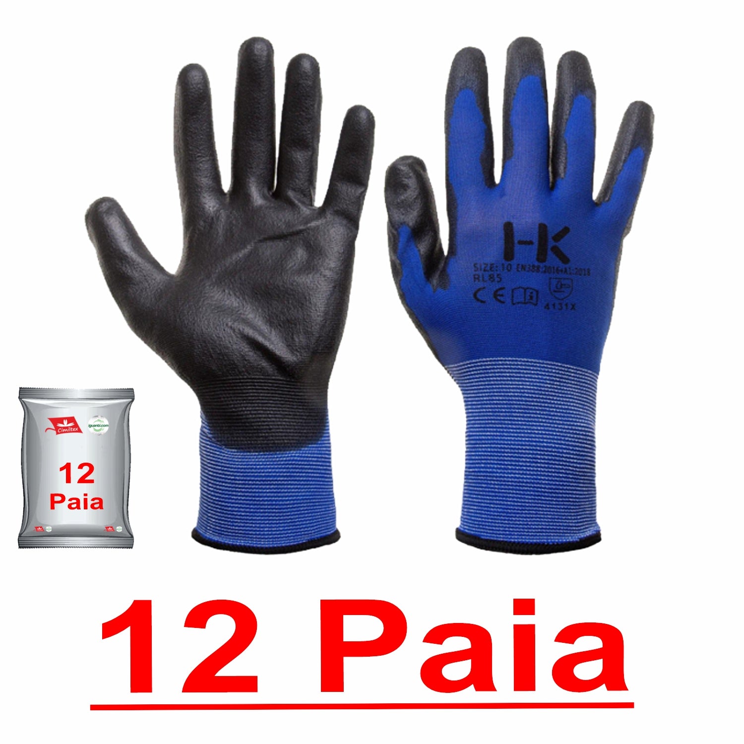 12 Paia Guanti ultraleggeri alta sensibilità ricoperti in Poliuretano touch-screen ic85