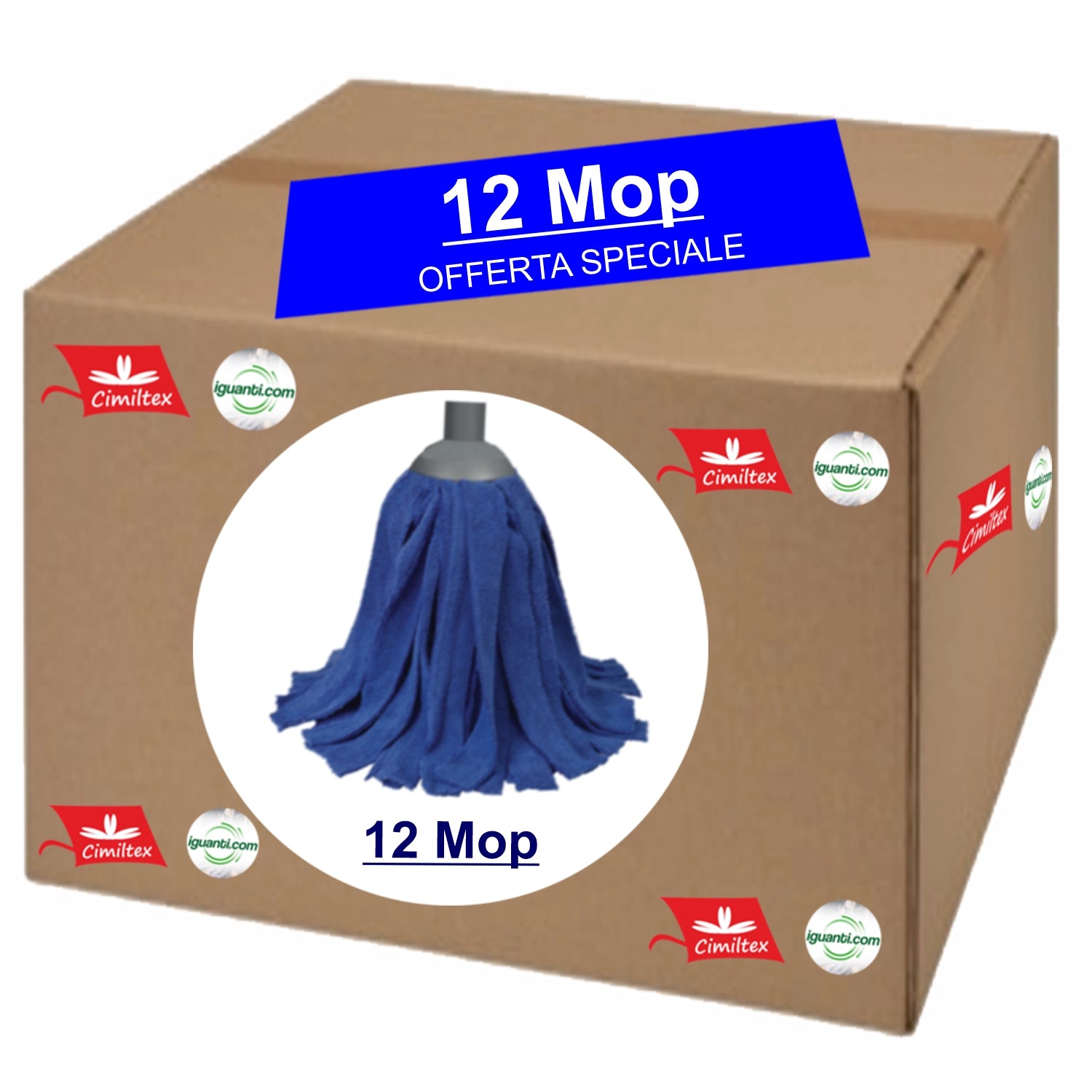 12 Mocio Mop Microfibra gr. 200 professionale filo tagliato ideale per tutti i tipi pavimenti