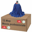 12 Mocio Mop Microfibra gr. 200 professionale filo tagliato ideale per tutti i tipi pavimenti