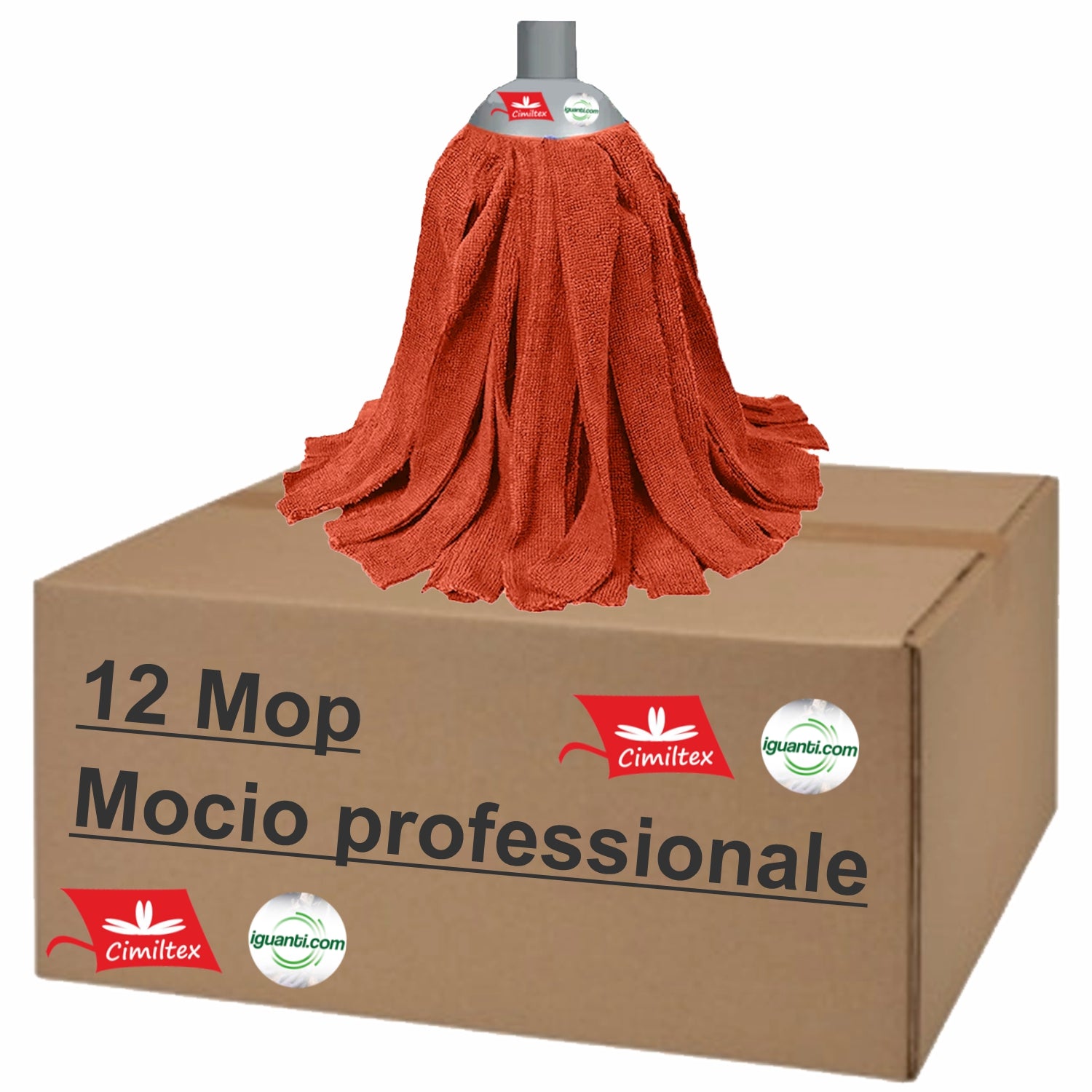 12 Mocio Mop Microfibra gr. 200 professionale filo tagliato ideale per tutti i tipi pavimenti