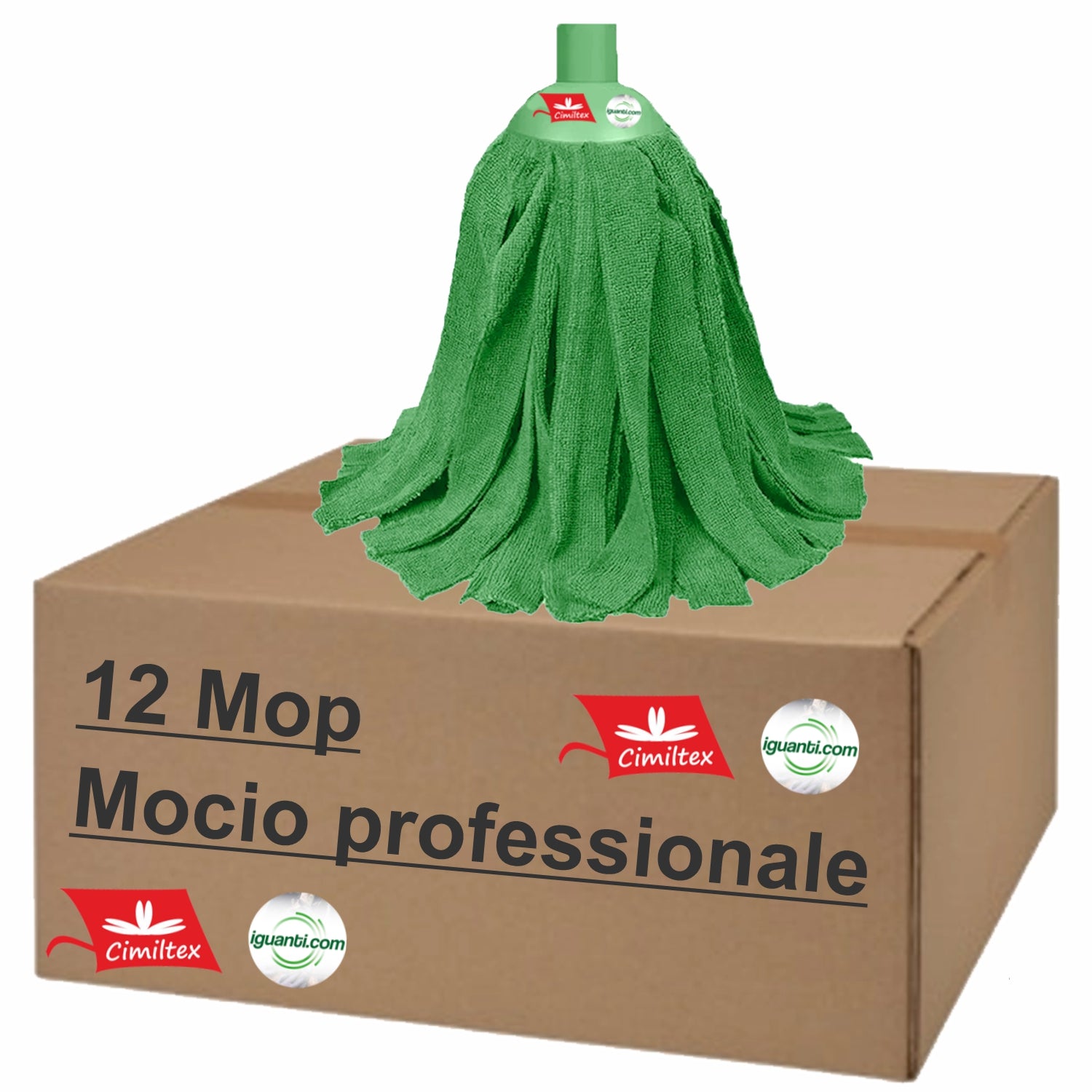12 Mocio Mop Microfibra gr. 200 professionale filo tagliato ideale per tutti i tipi pavimenti