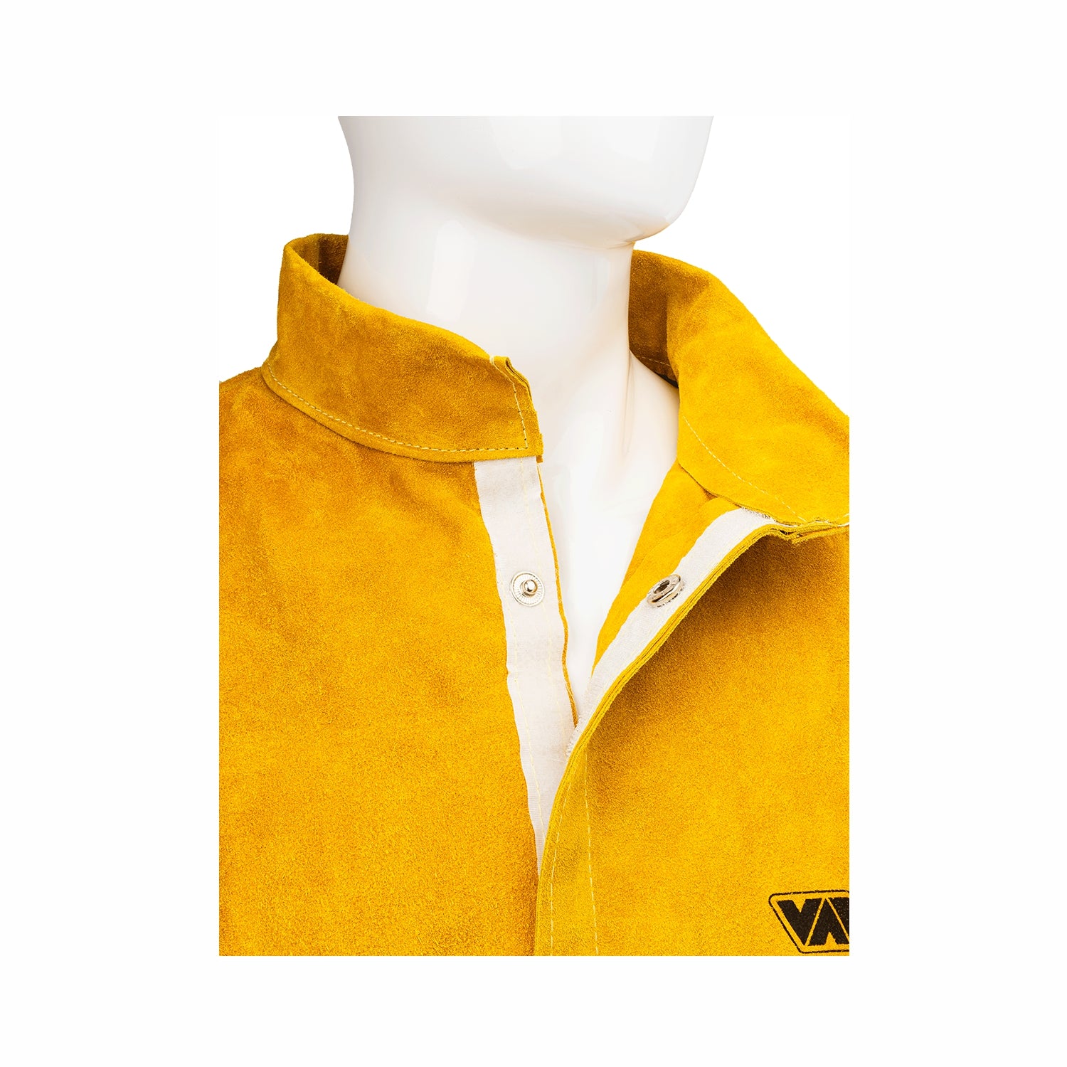 Giacca da saldatore in pelle crosta bovina  con cuciture in kevlar colore giallo