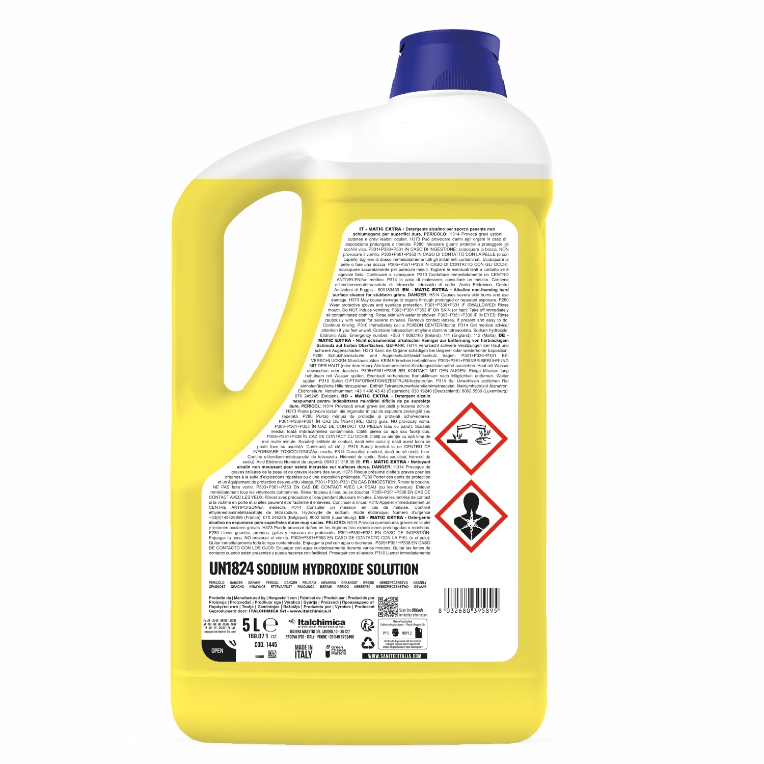 Detergente pavimenti Matic extra alcalino per sporco pesante non schiumogeno per superfici dure 5 LT sanitec 1445