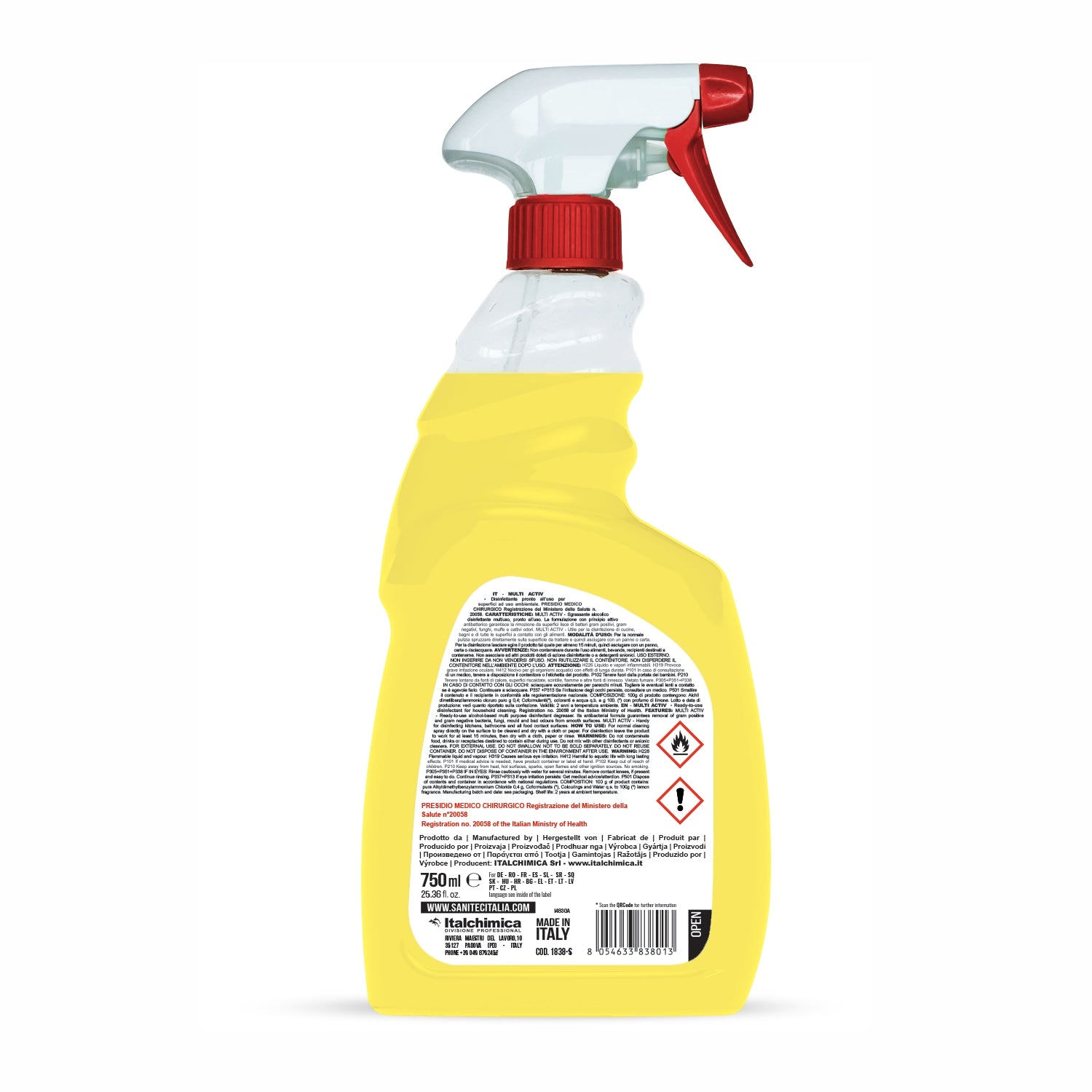 Disinfettante sgrassatore  profumo limone 750 ml sanitec 1838-S