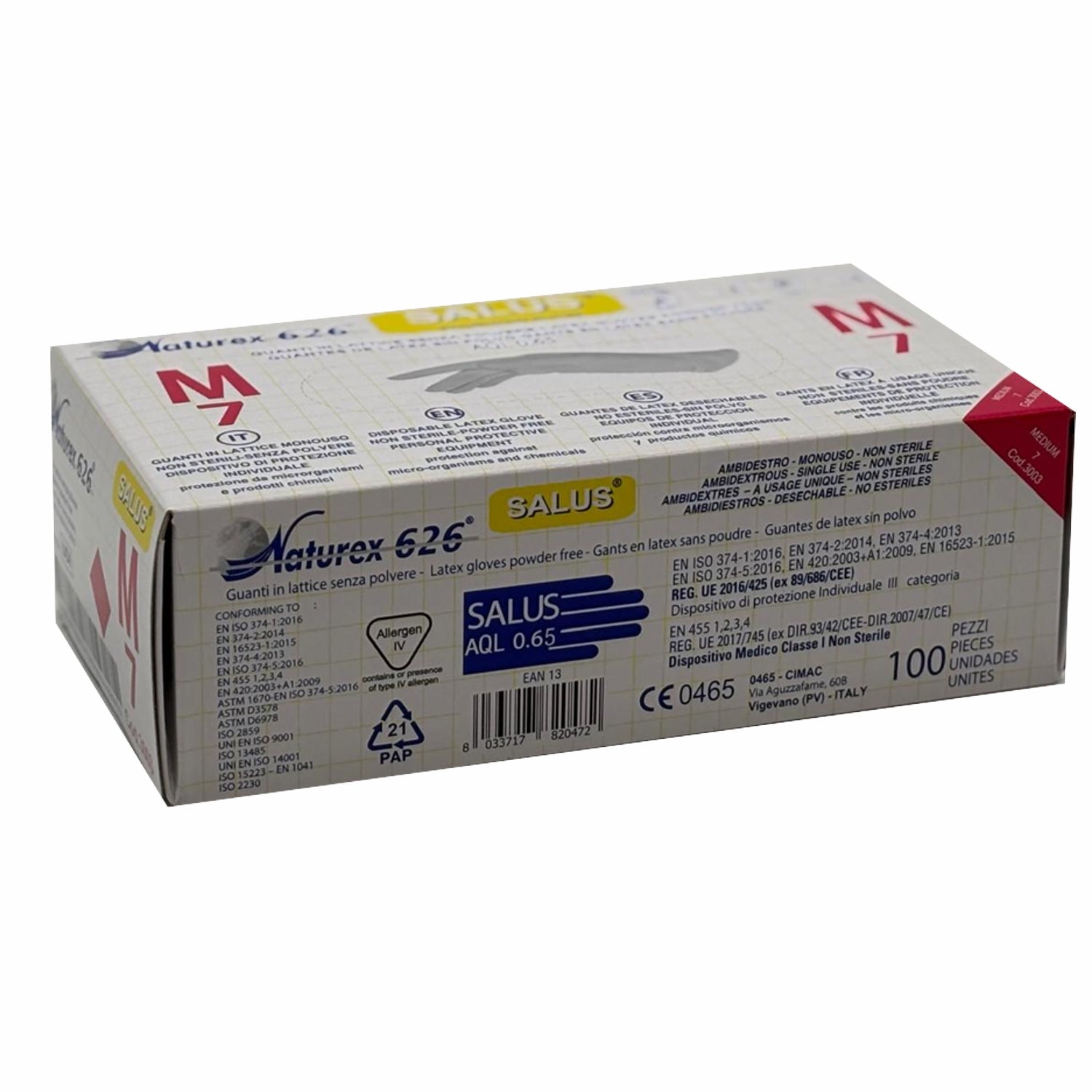Guanti in lattice senza polvere naturex 626 salus nacatur gr. 6,00