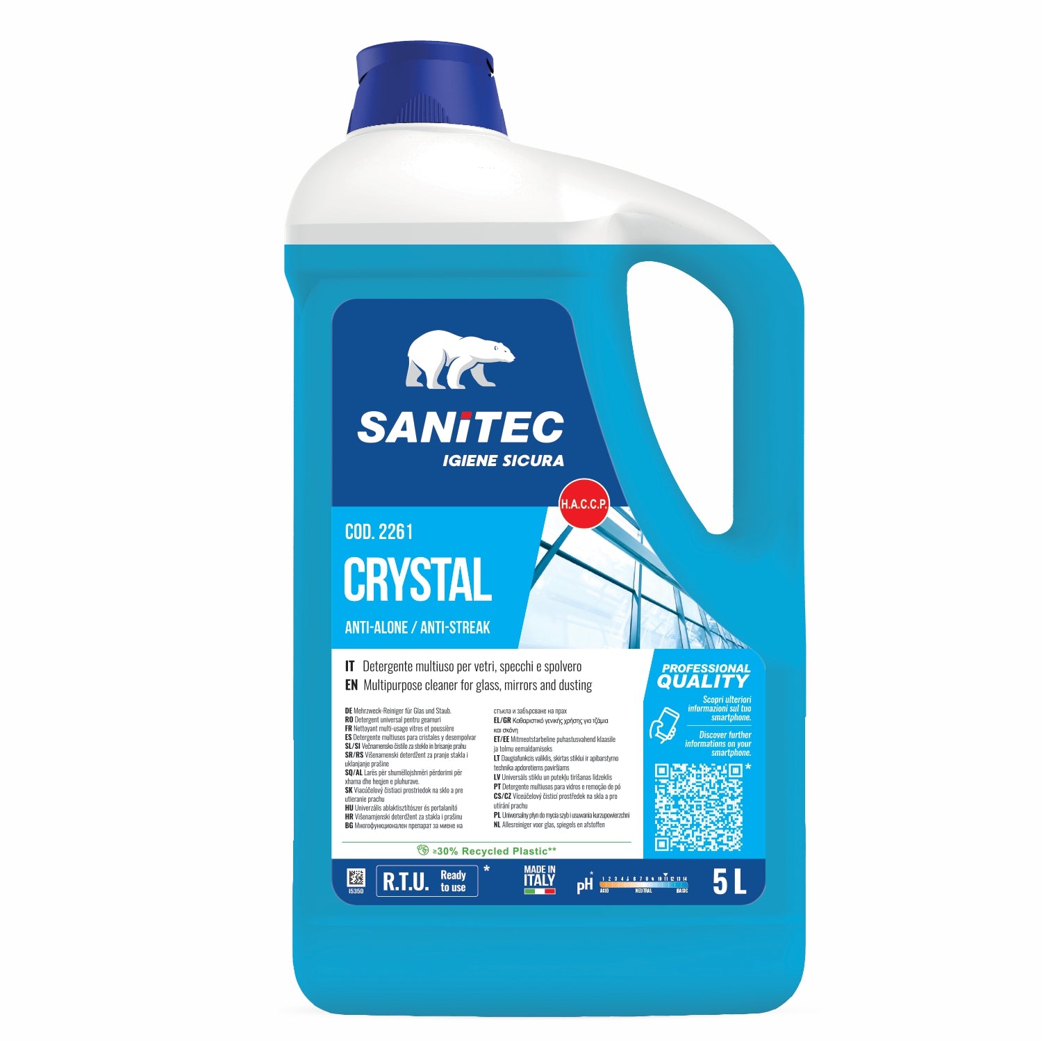 Vetri specchi e spolvero detergente Crystal litri 5 sanitec 2261