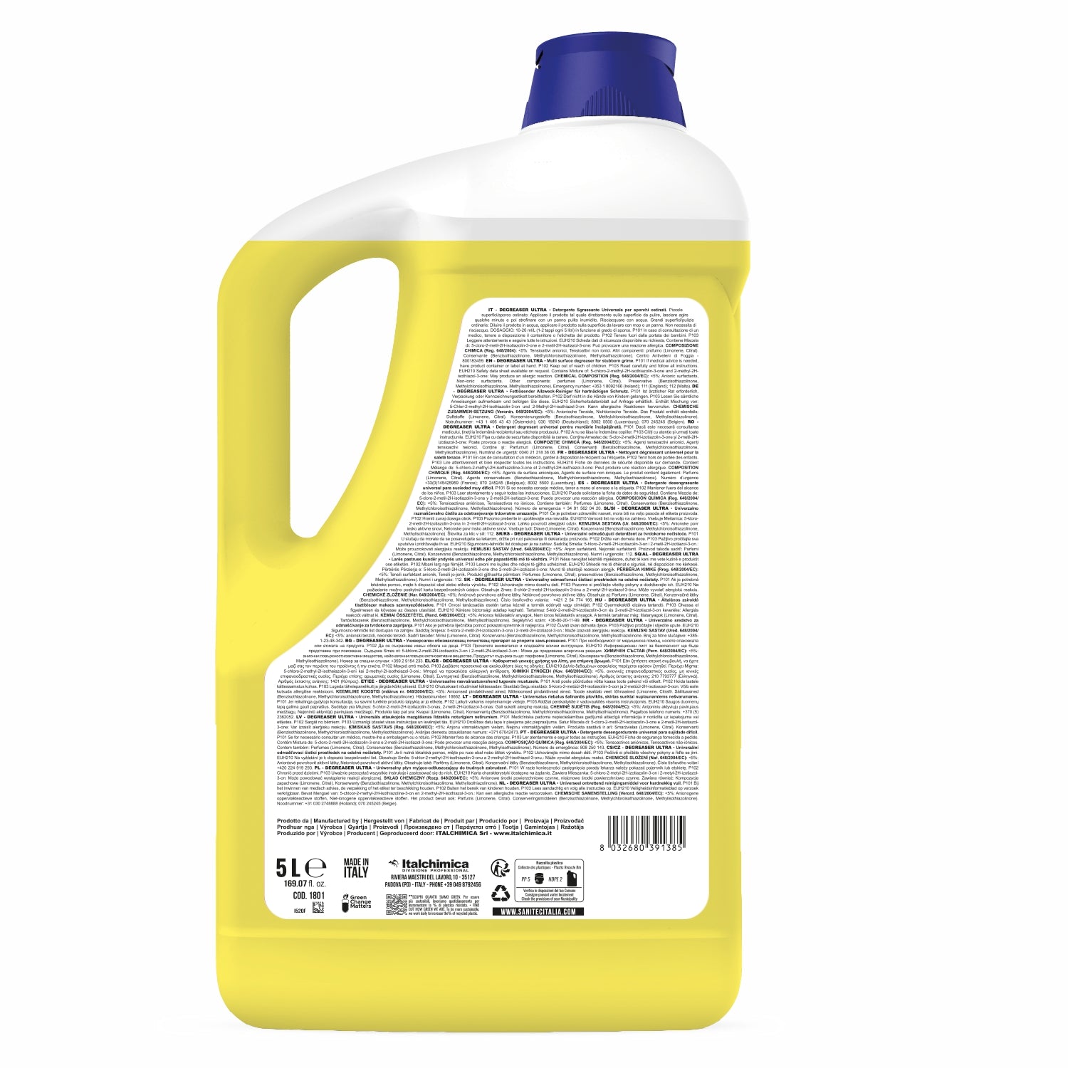 Sgrassatore detergente ultra degreaser limone per sporchi ostinati 5 litri 1801