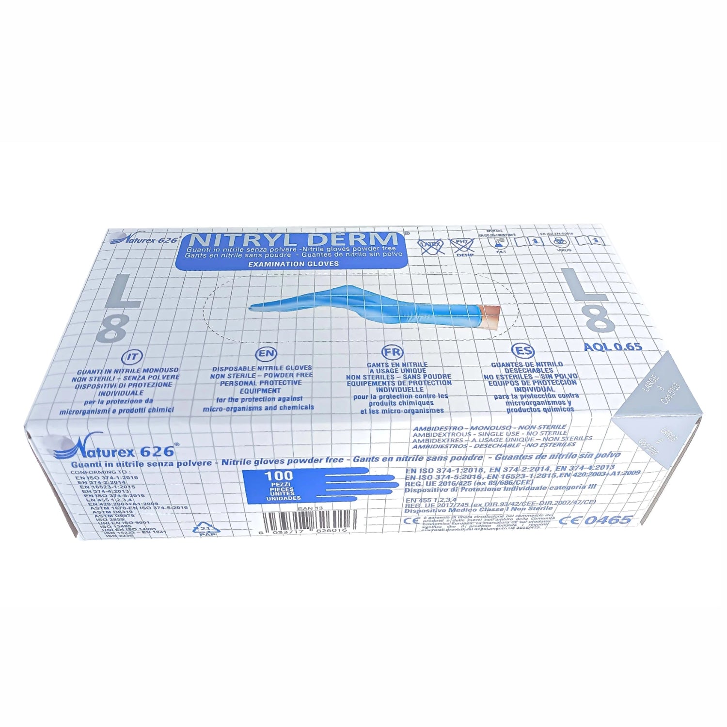 Guanti in nitrile senza polvere naturex 626 nitryl derm HD nacatur gr. 4,90