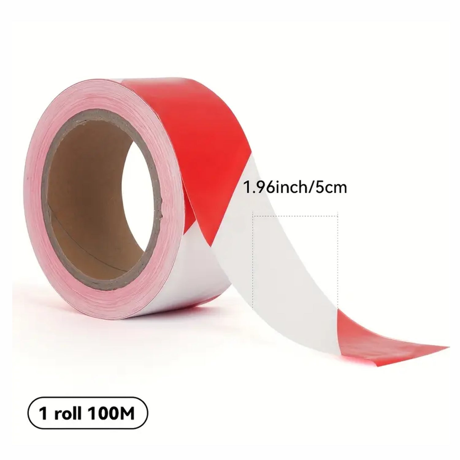 10 rotoli Nastro segnaletico bifacciale  polietilene - bianco rosso 100 metri h 50 mm