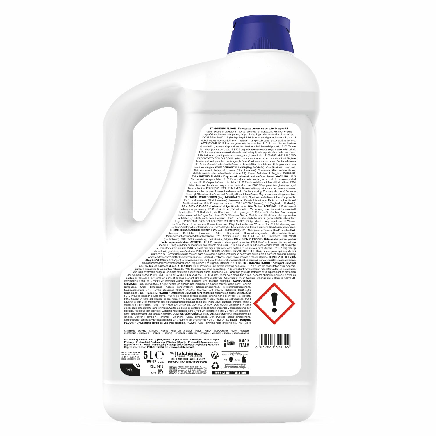 Detergente per pavimenti igienic floor menta e limone per tutte le superfici dure 5 litri sanitec 1410