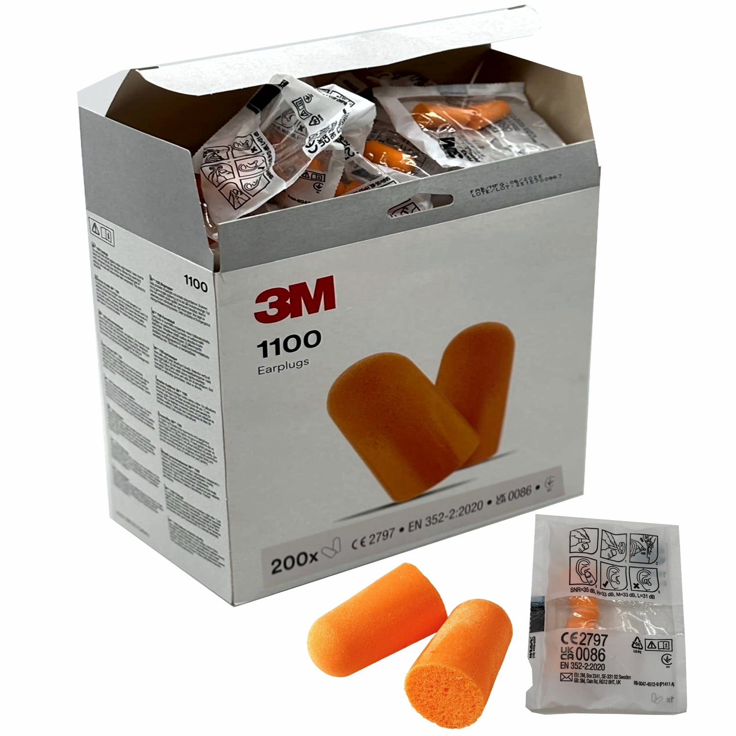 3M 1100 Inserti tappi auricolari modellabili 35 DB (confezione 400 pz.=200 paia)