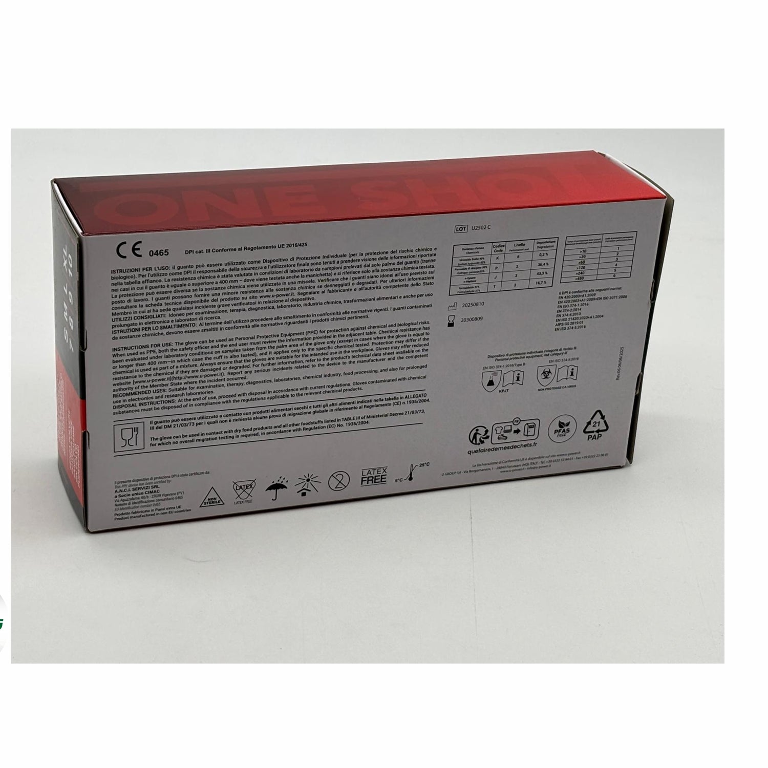 U-Power Guanti monouso one shot in nitrile grip arancione pz.50 gr. 8,40