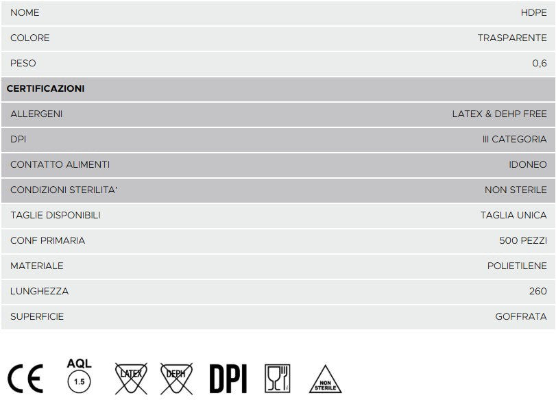 10.000 Guanti monouso per ortofrutta e distributori in polietilene HDPE taglia XL