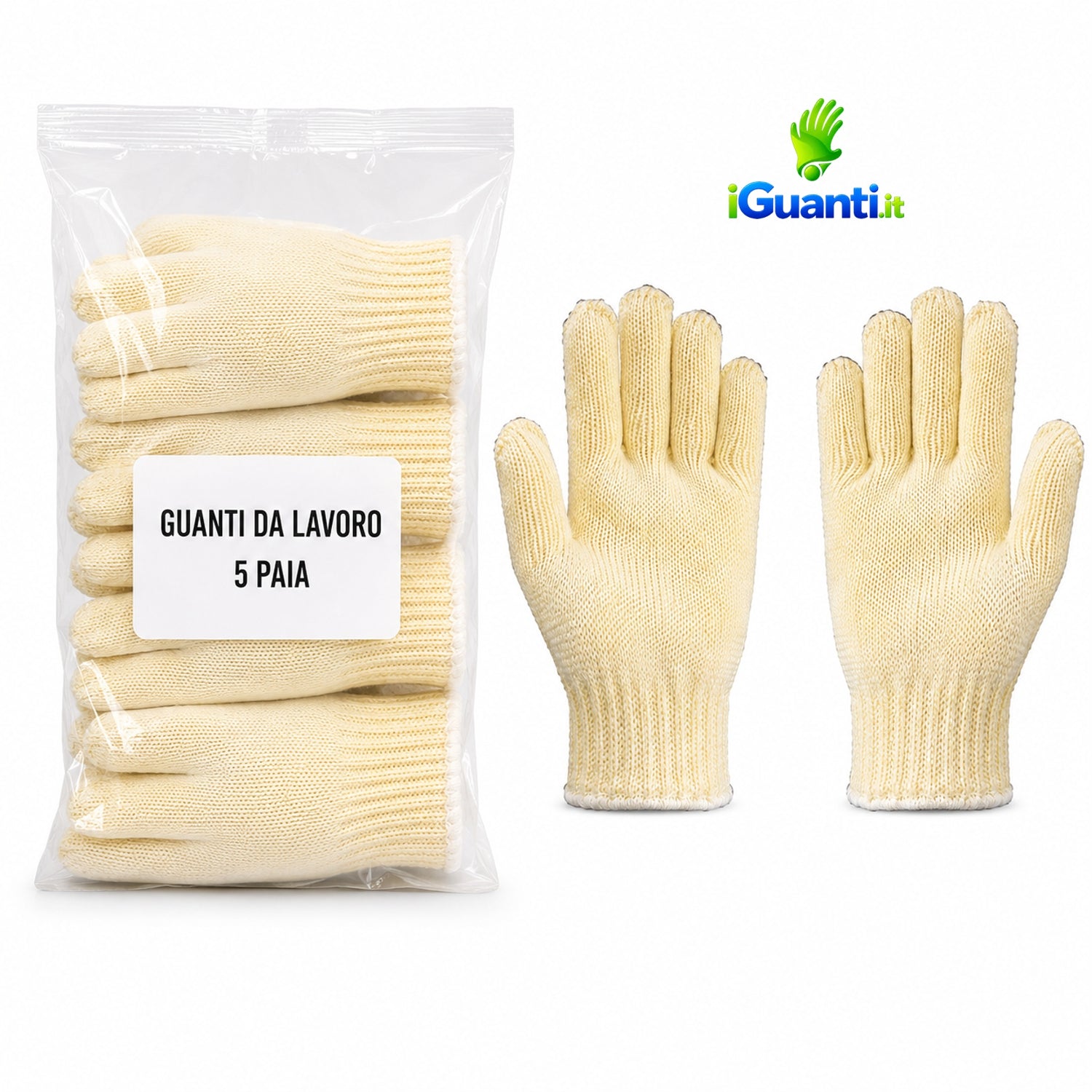 5 Paia Guanti Isolamento termico da contatto 250 °C - in cotone taglia unica 10