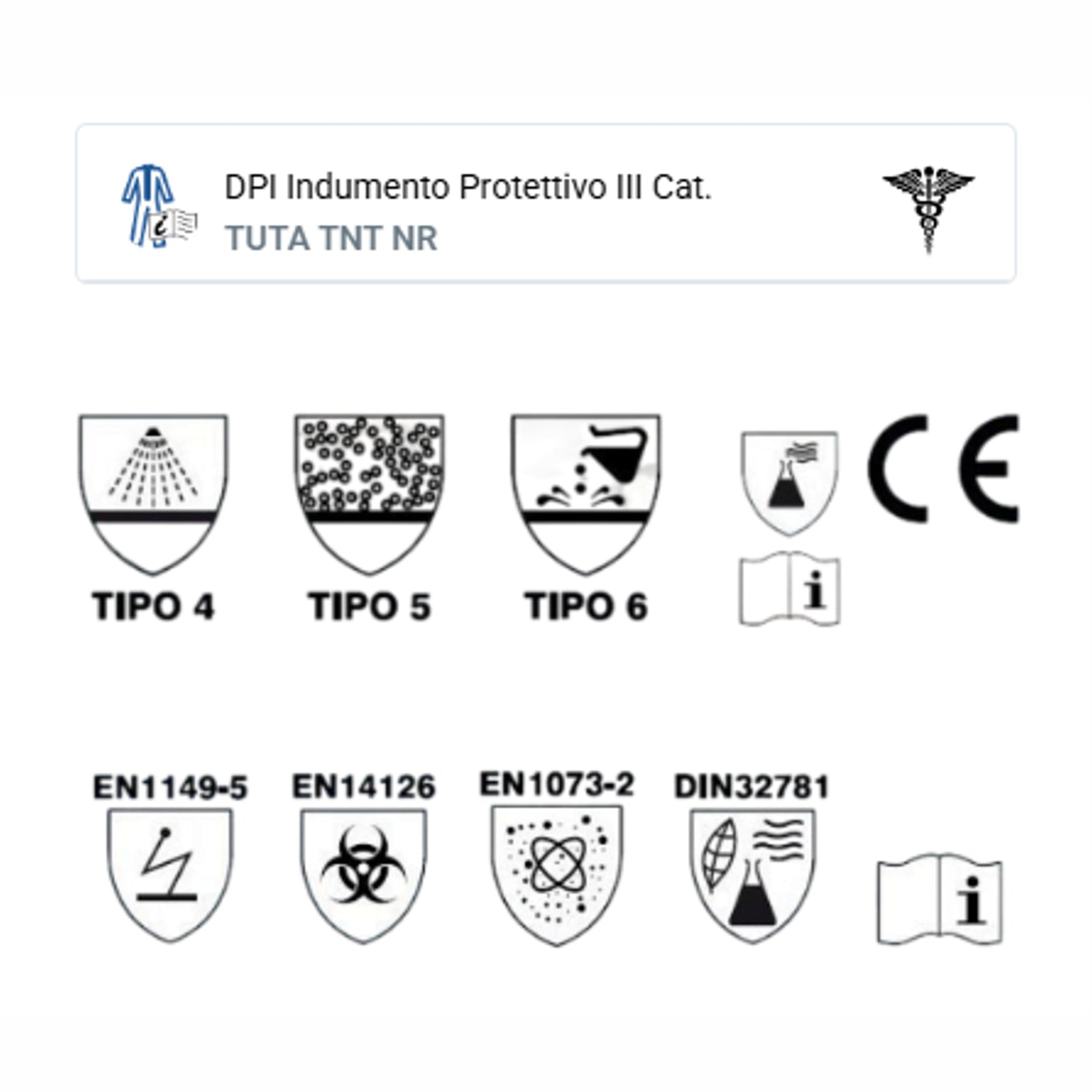 Tuta in 3° categoria, tipo 4, 5 e 6 con cuciture nastrate per protezione contro agenti chimici, alle polveri e protezione rischio biologico IC9045
