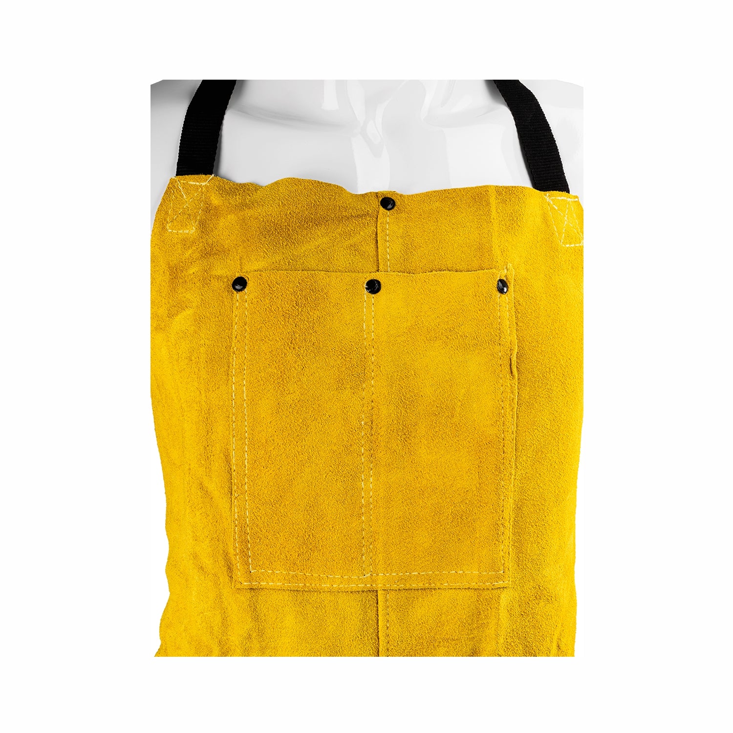 Grembiule da saldatore in pelle crosta bovina con cuciture in kevlar colore giallo