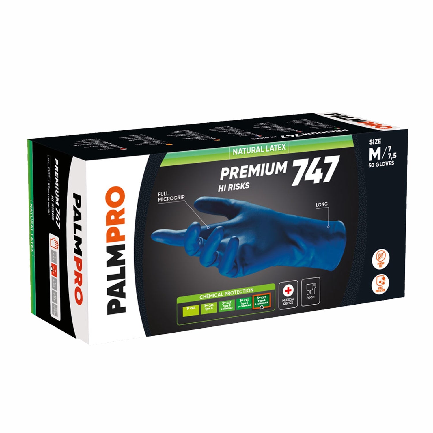 Guanti Hi risks monouso lattice senza polvere lungo pz.50 premium 747 gr. 19,00