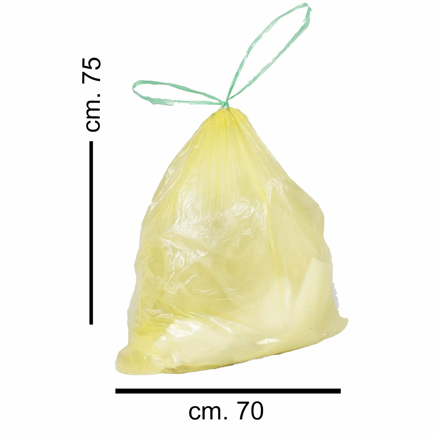 480 Sacchi 60 litri colore giallo con maniglie pattumiera 70x75 cm. 48 rotoli x 10 pz.