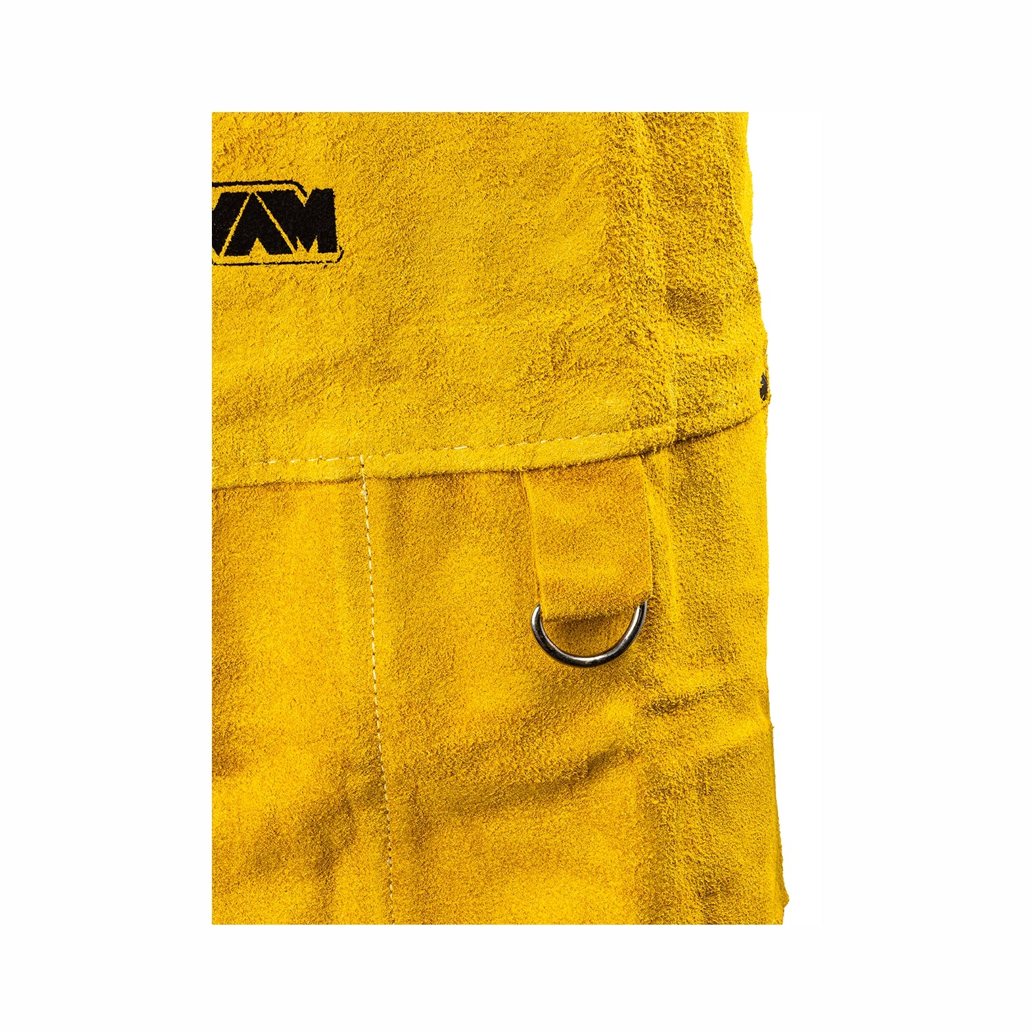 Grembiule da saldatore in pelle crosta bovina con cuciture in kevlar colore giallo