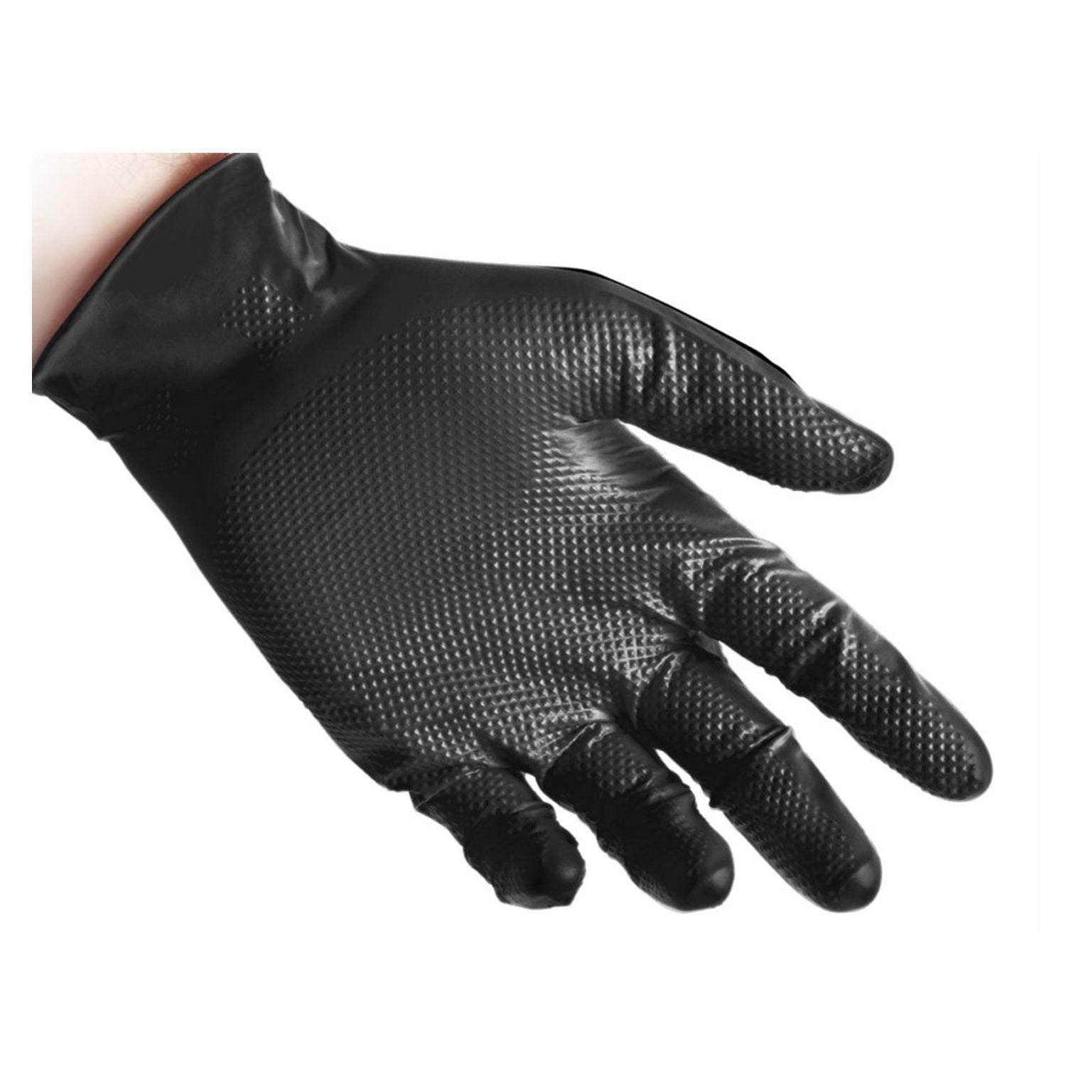 Guanti puntinati monouso nitrile nero senza polvere gogrip black Mercator gr. 6.80