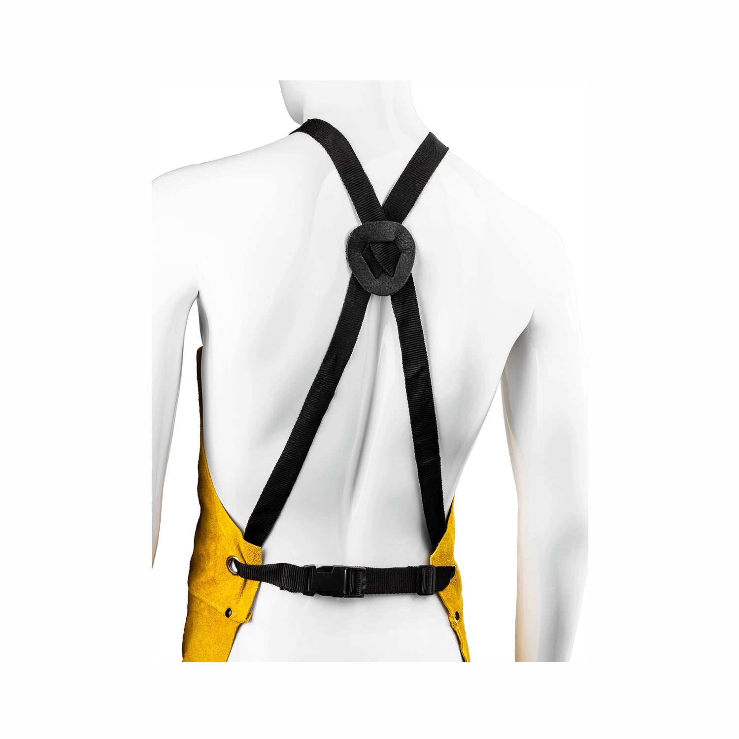 Grembiule da saldatore in pelle crosta bovina con cuciture in kevlar colore giallo