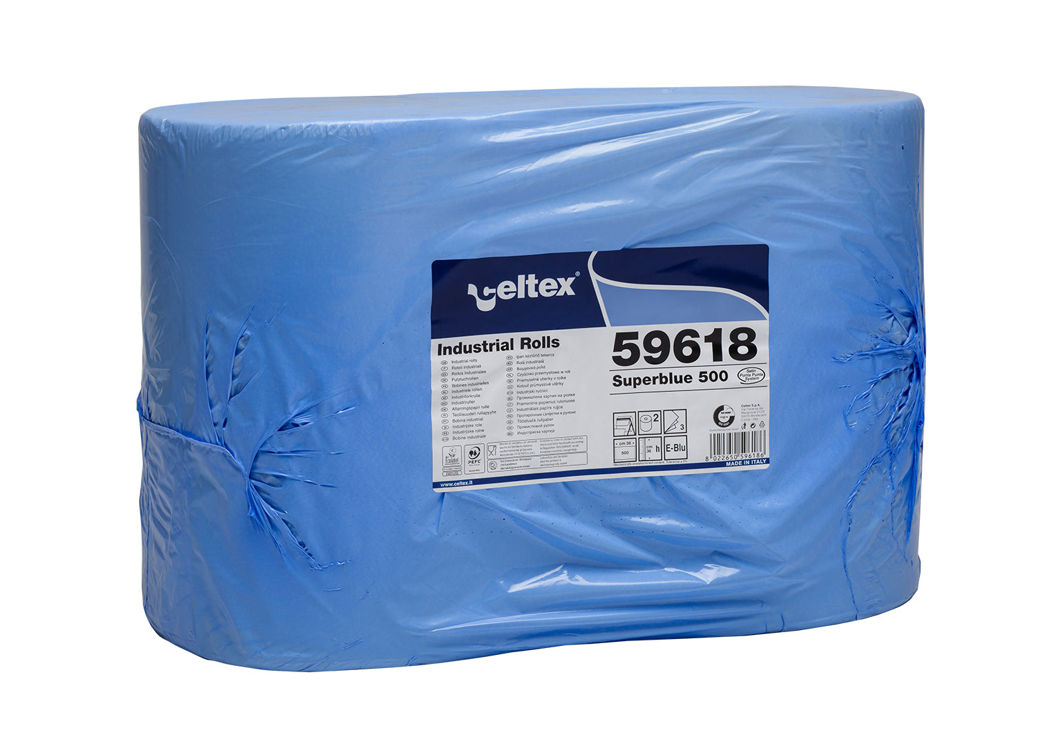 Rotolone di carta superblue food bobina industriale 2 rotoli 1000 strappi 500+500 3 veli Blu alta 36 cm. celtex 59618