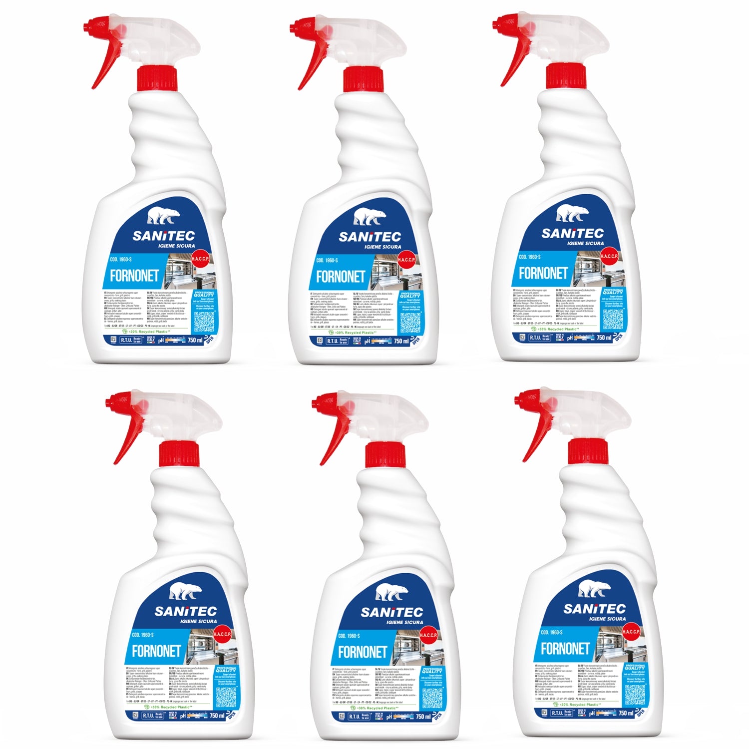 6 Fornonet Forni grill piastre detergente alcalino  750 ML sanitec 1960-S