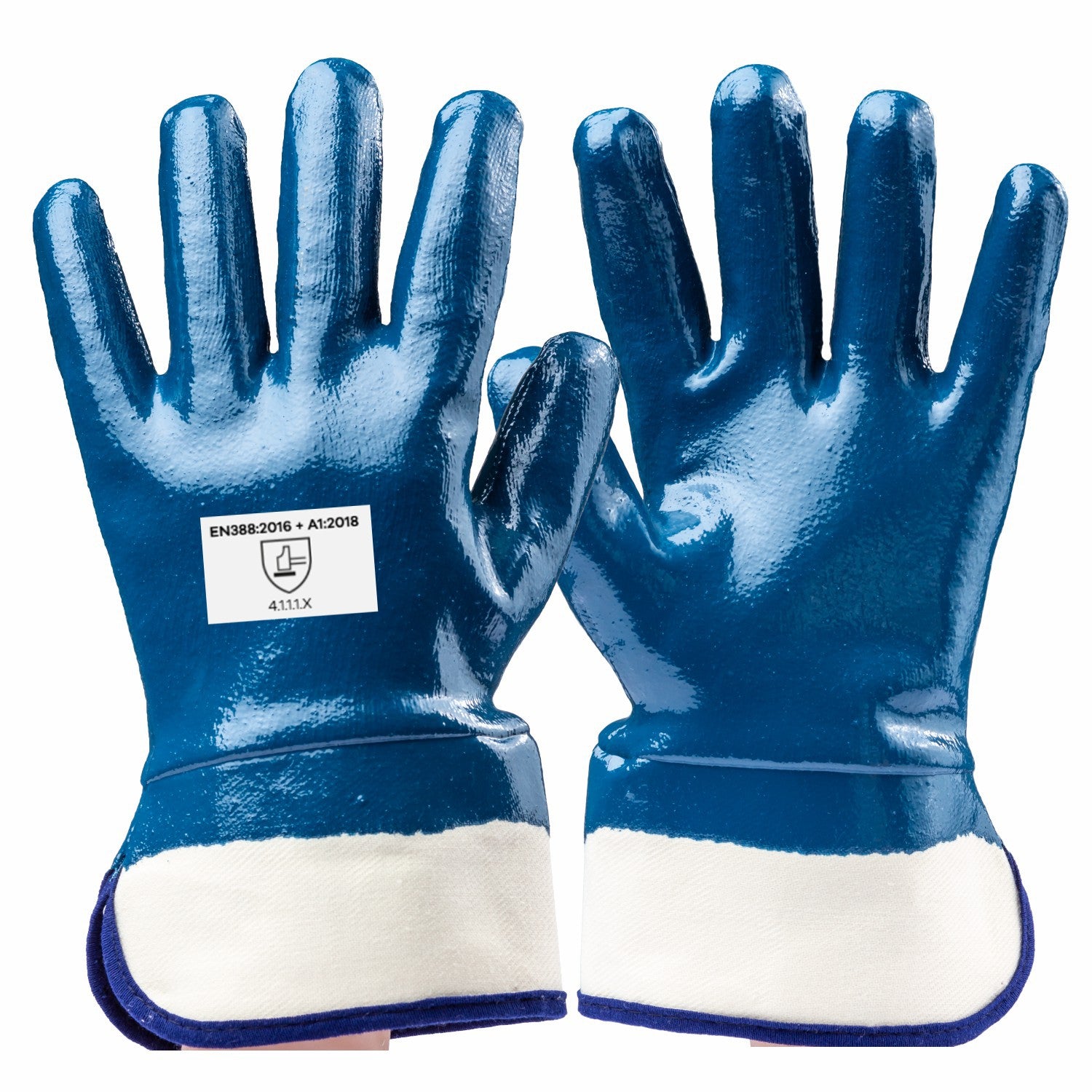 Guanti da lavoro NBR jersey supportati spalmatura in nitrile 4/4 pesante