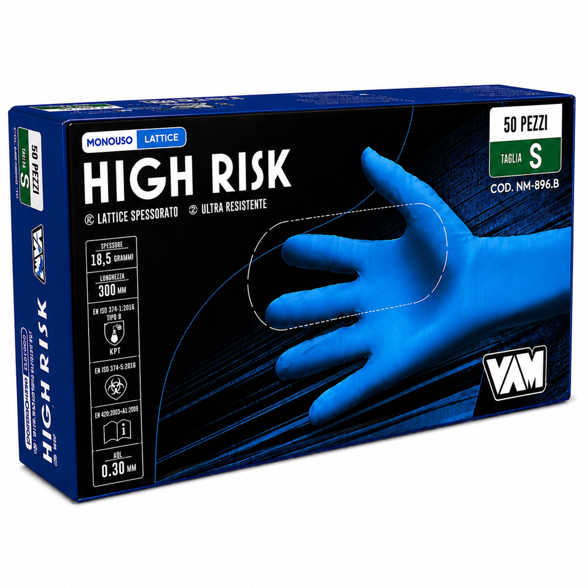 Guanti Hi risks monouso in lattice senza polvere lungo colore blu HIGH RISK pz.50 taglia S.jpg