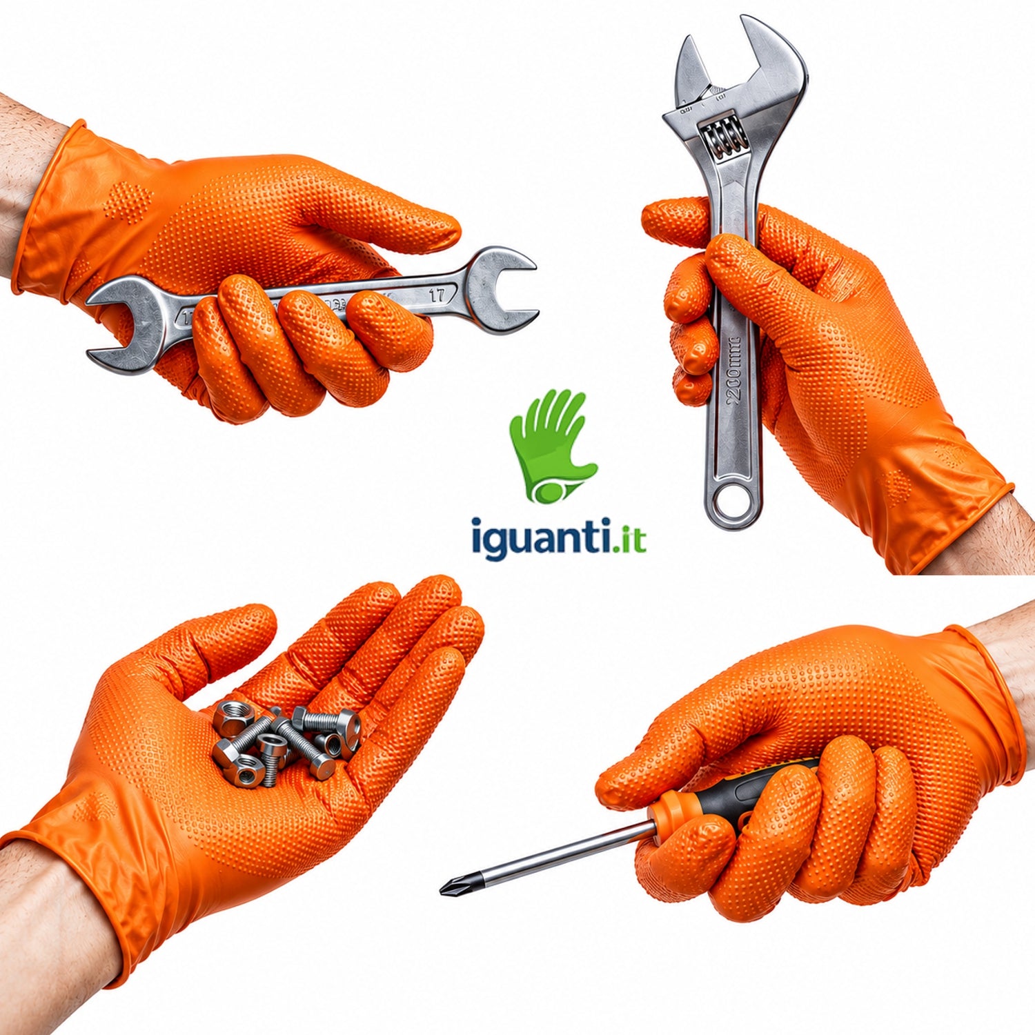 Guanti monouso in nitrile grip arancione pz.50 vam Diamond grip gr. 8,50