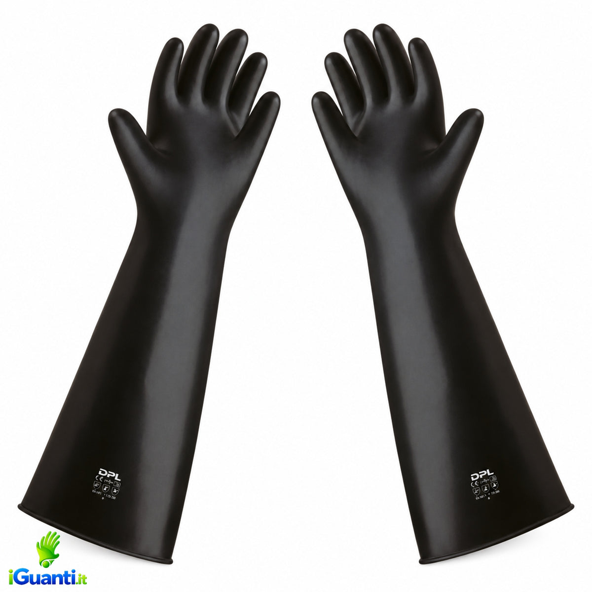 24 paia Guanti da Lavoro workman Extralunghi in Lattice Nero – Icoguanti ND60 | 60 cm, Protezione Braccio Intero