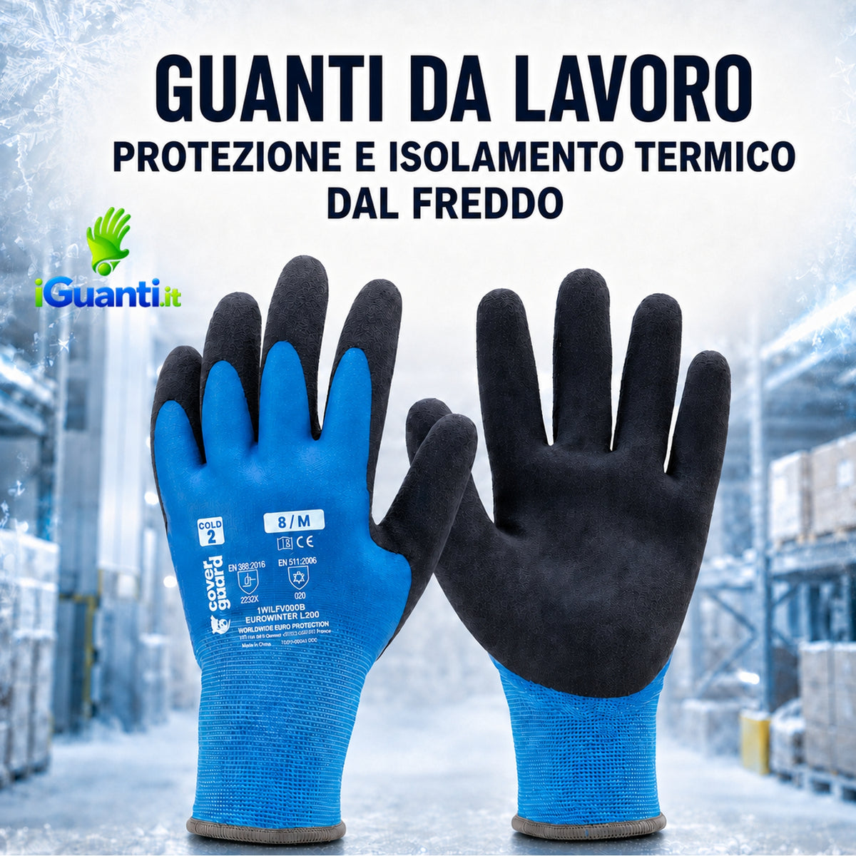 Guanti da Lavoro isolamento Termici spalmati in Lattice impermeabili Idonei al contatto con Alimenti Protezione Freddo,