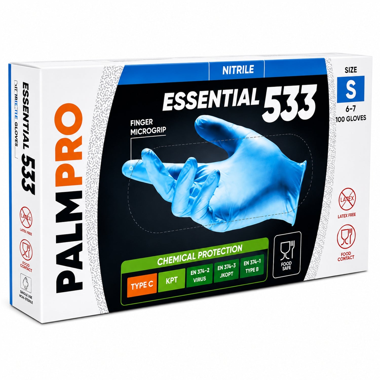 Guanti monouso nitrile blu senza polvere Palmpro Essential 533 Icoguanti - confezione 100 pz taglia S