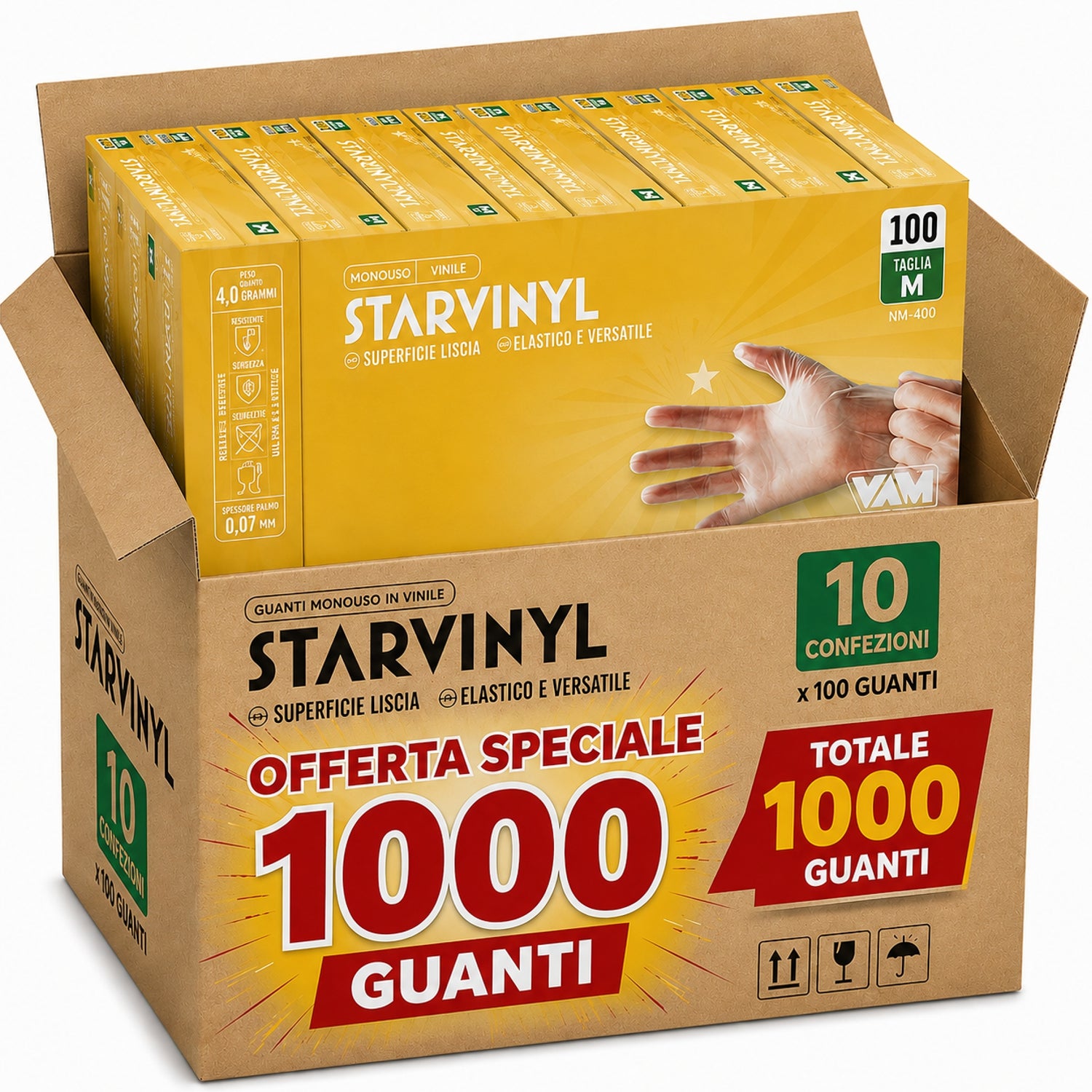 Guanti monouso in Vinile senza polvere Vam taglia M