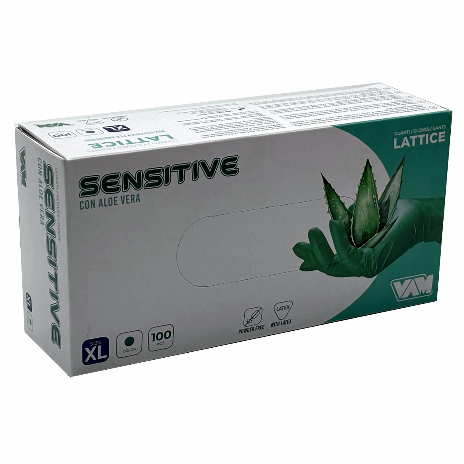 Guanti monouso in lattice aloe vera verde pz.100 sensitive gr.6,20