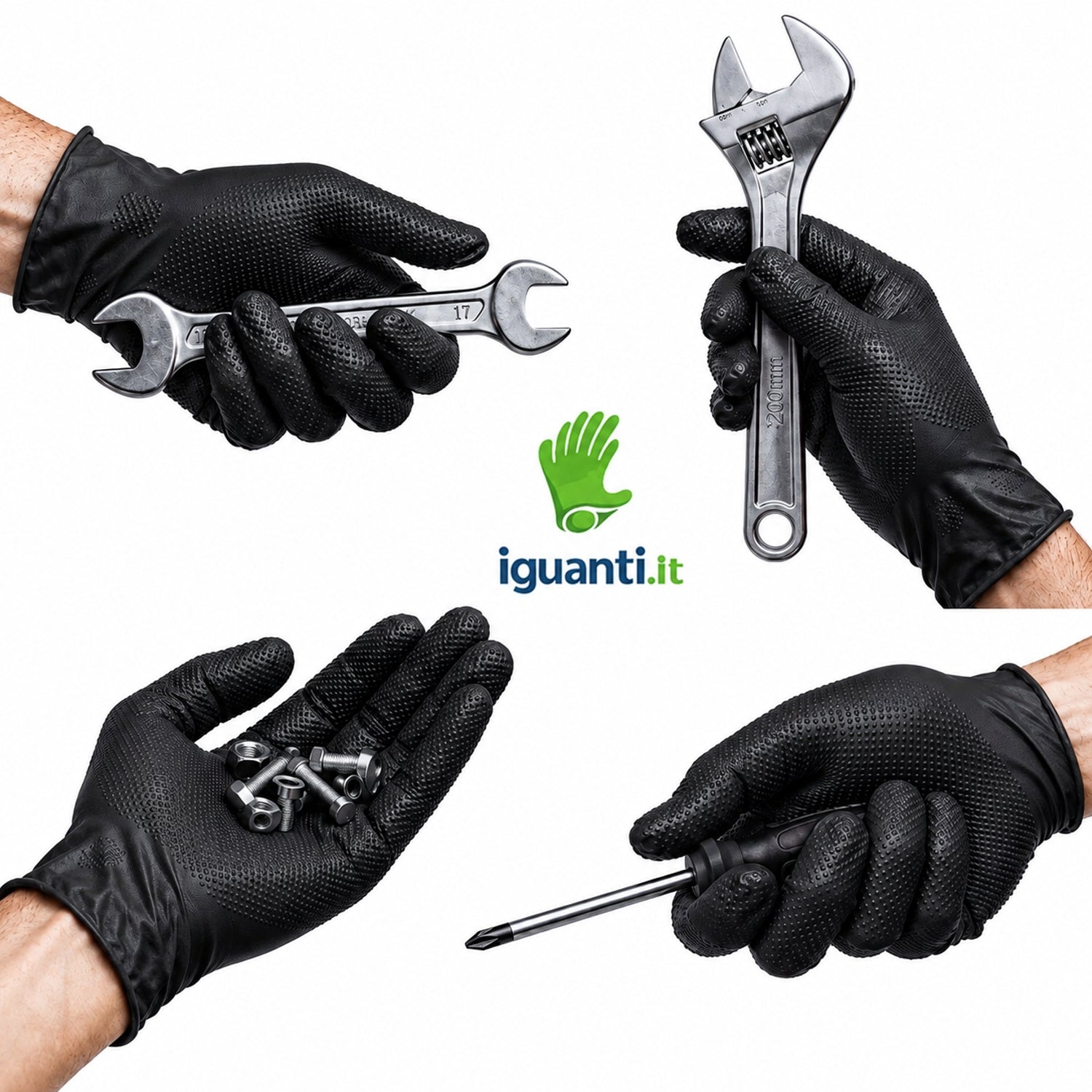 Guanti monouso in nitrile nero pz.50 vam Diamond grip gr. 8,50