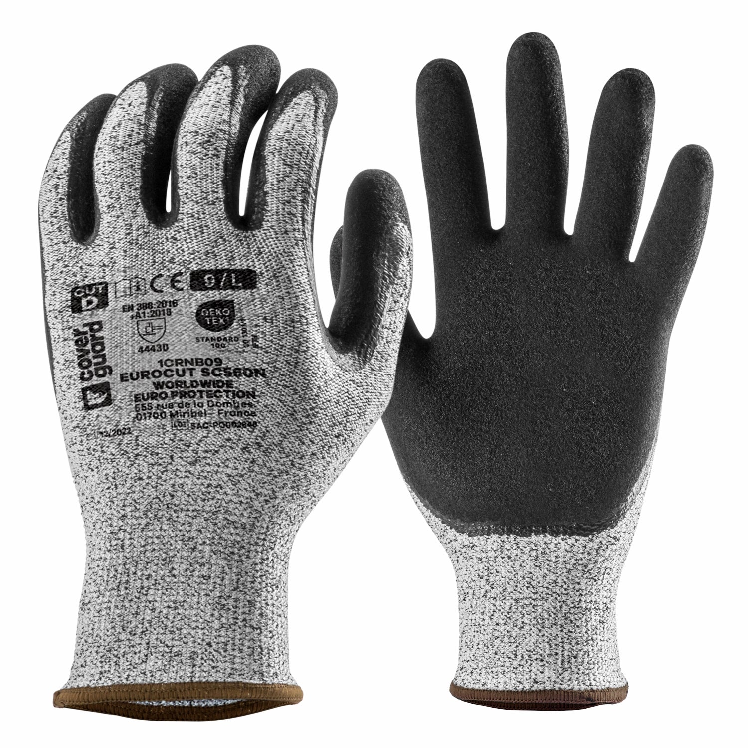 Guanti antitaglio HPPE palmo Doppia spalmatura micro schiuma NITRILE nero 1crnb