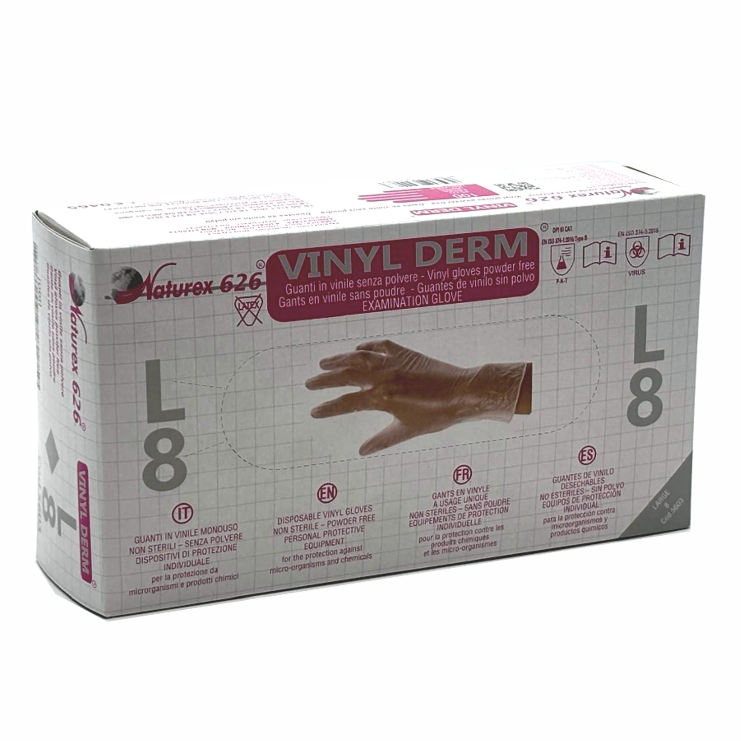 Guanti in vinile senza polvere naturex 626 vinyl derm nacatur pz.100  gr. 5,00