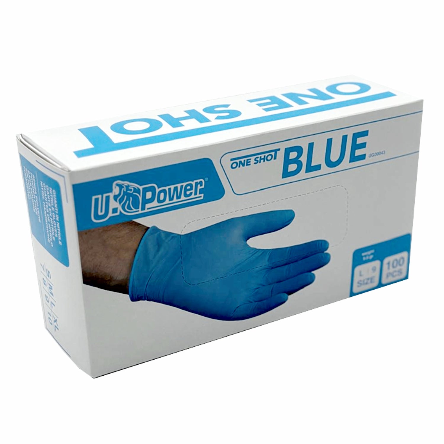 Guanti monouso in nitrile senza polvere blu pz.100 U-power one shot GUG00043 gr. 5,00