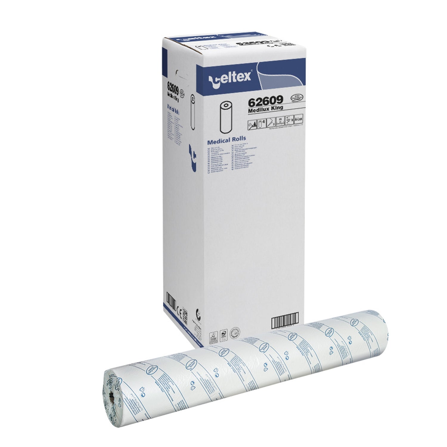 Lenzuolino medico altezza H 84 cm. medilx king 2 veli 80 metri 211 strappi confezione da 4 rotoli C62609