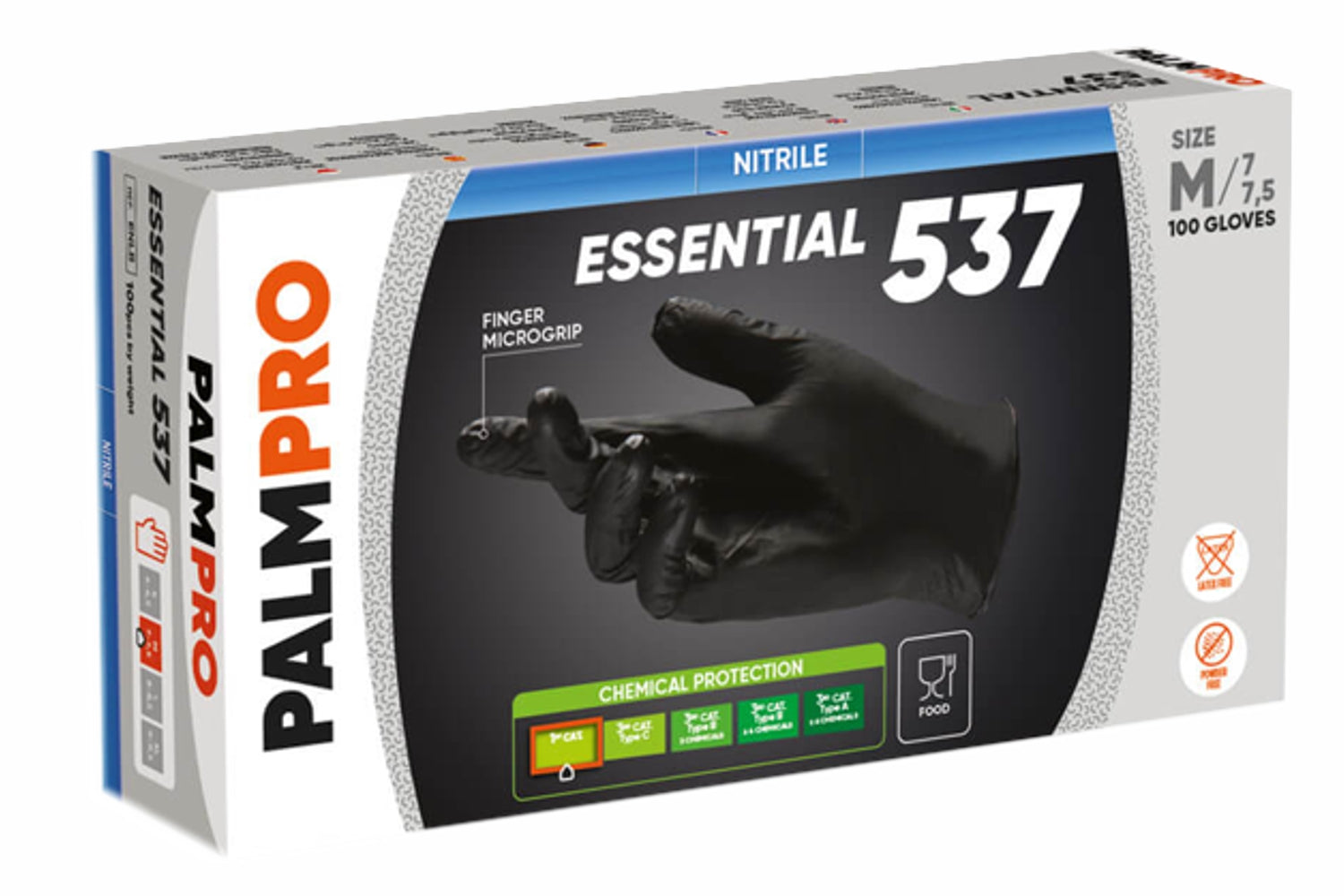 Guanti monouso in nitrile nero Palmpro essential 537 Nitril black pz.100