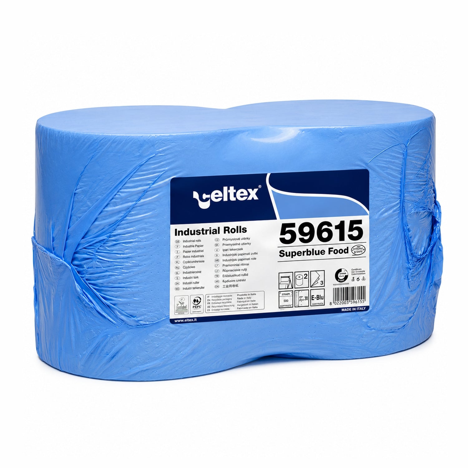 Rotolone carta Celtex Superblue Food 3 veli blu – confezione da 2 rotoli da 500 strappi (C59615)