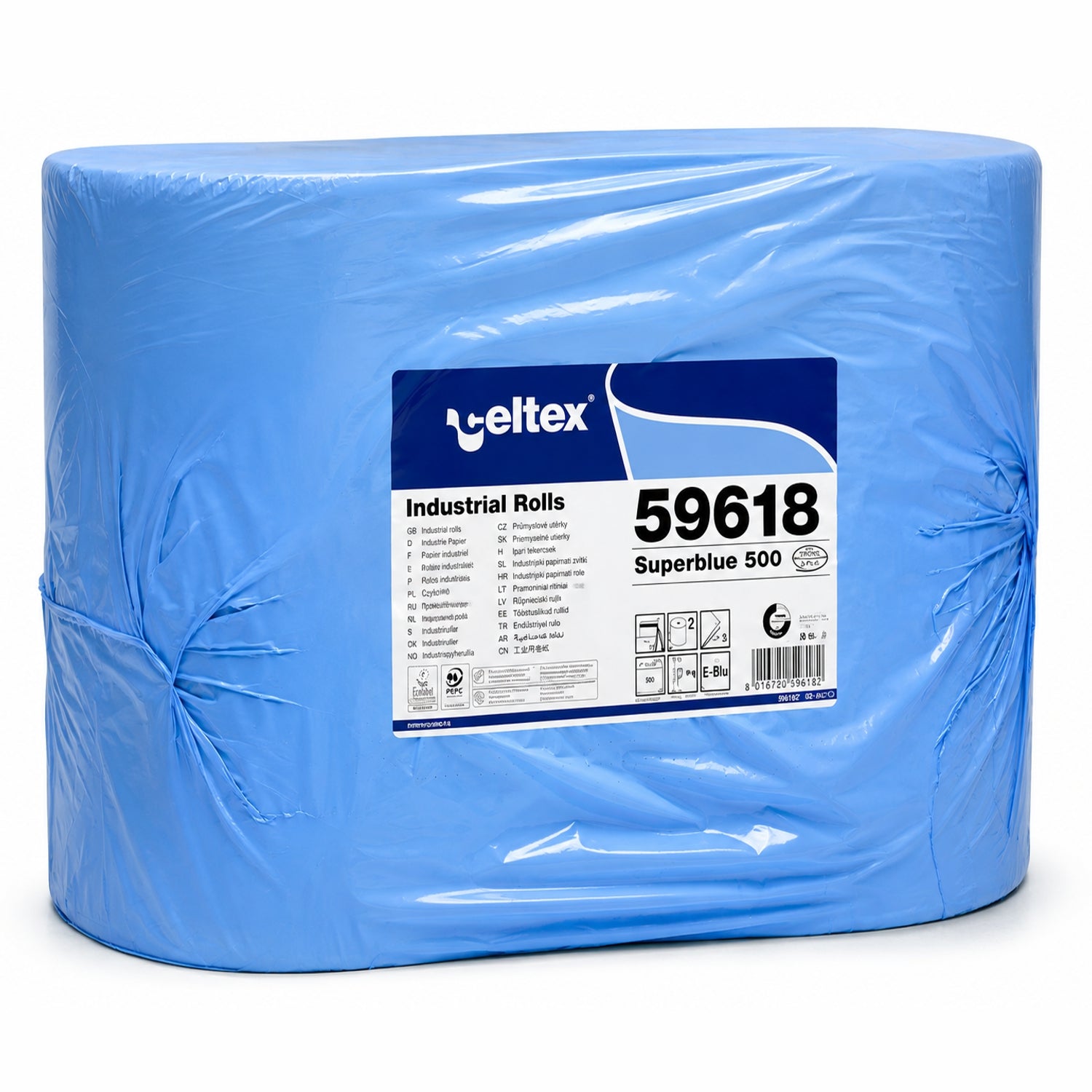 Rotolone carta Celtex Superblue Food 3 veli blu – confezione da 2 rotoli da 500 strappi, 180 m cad. (C59618)
