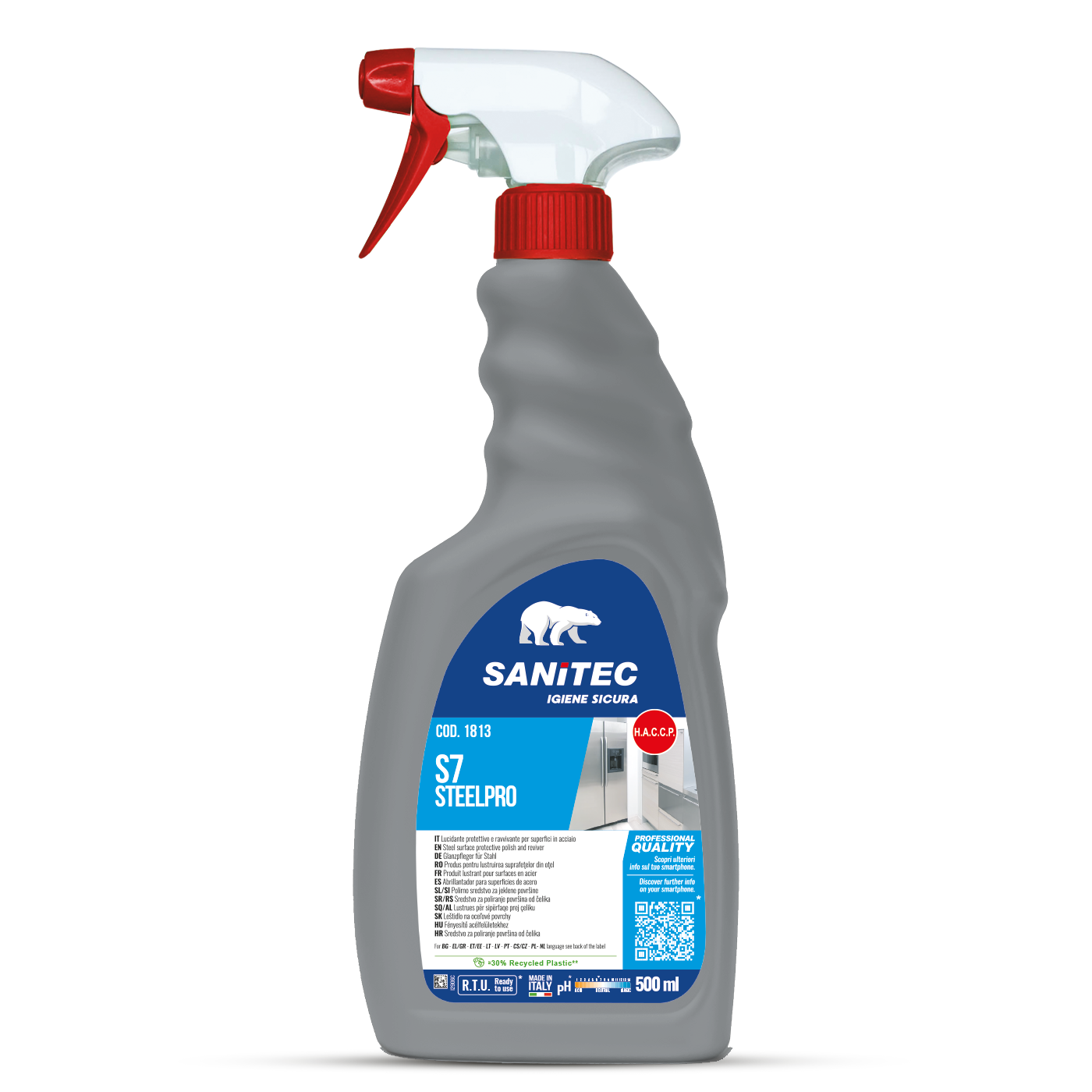 S7 Stellpro detergente lucida e proteggere tutte le superfici in acciaio 500 ML sanitec 1813