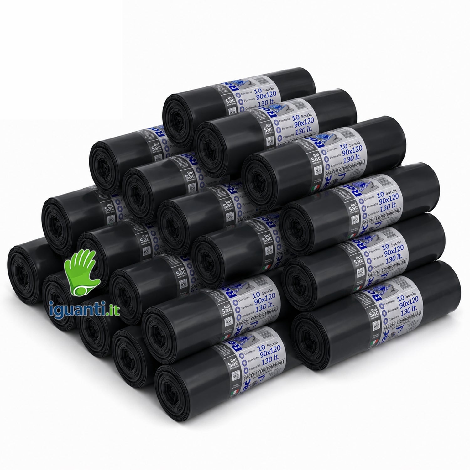 200 Sacchi 90x120 cm. Litri 130 colore Nero per Spazzatura  Uso Industriale resistenti