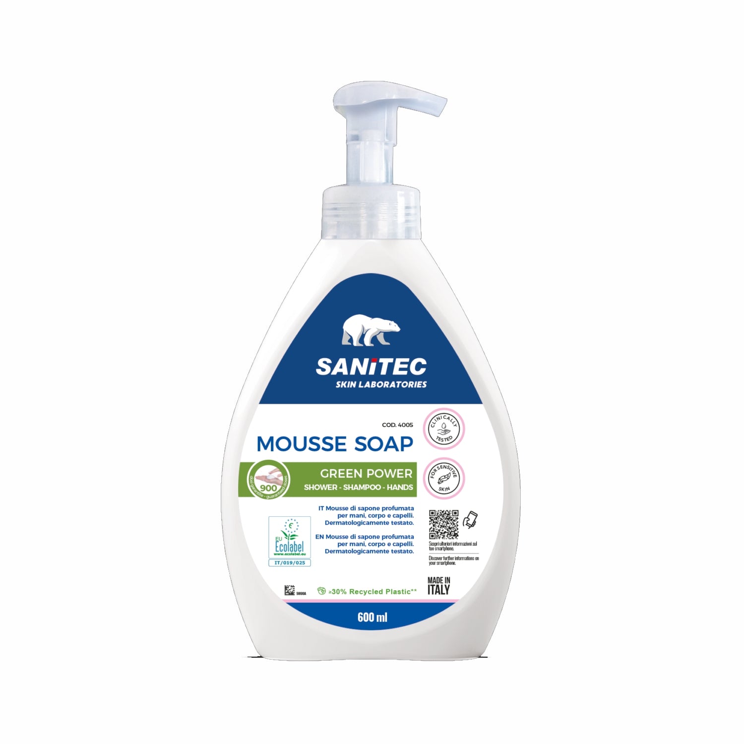 Sapone mousse profumato soap 600 ml sanitec 4005