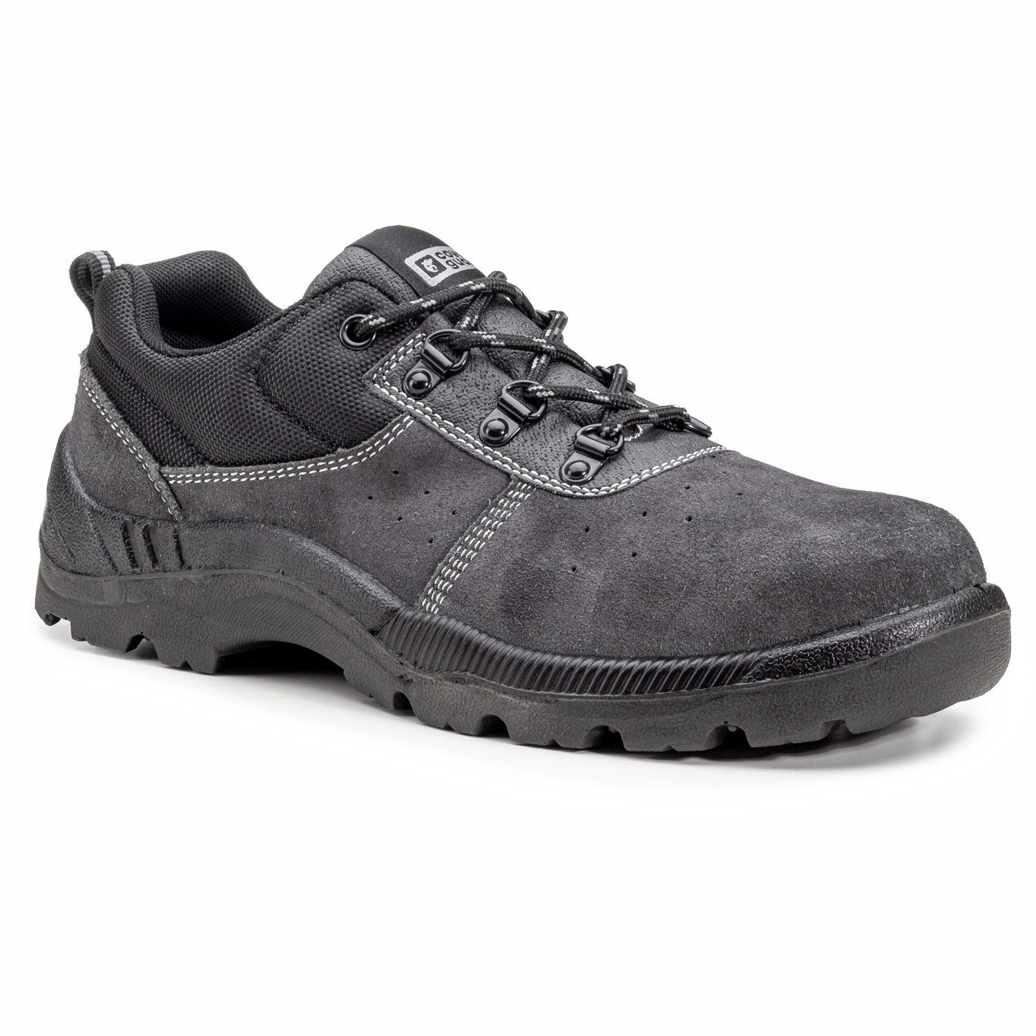 Scarpa bassa in pelle scamosciata microforata puntale in acciaio mancanite S1P