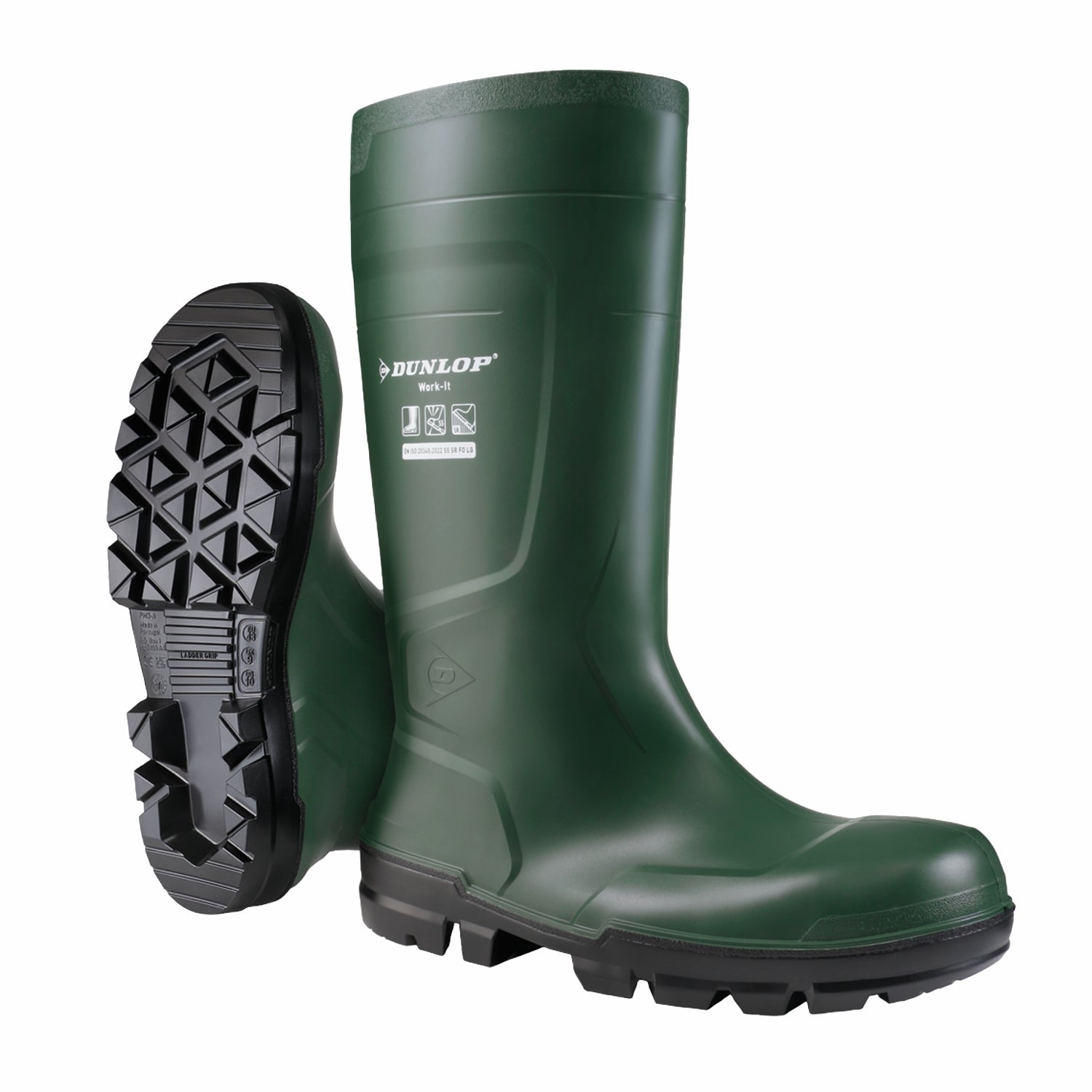 Stivali antinfortunistici verdi Dunlop Work-it S5 in PVC