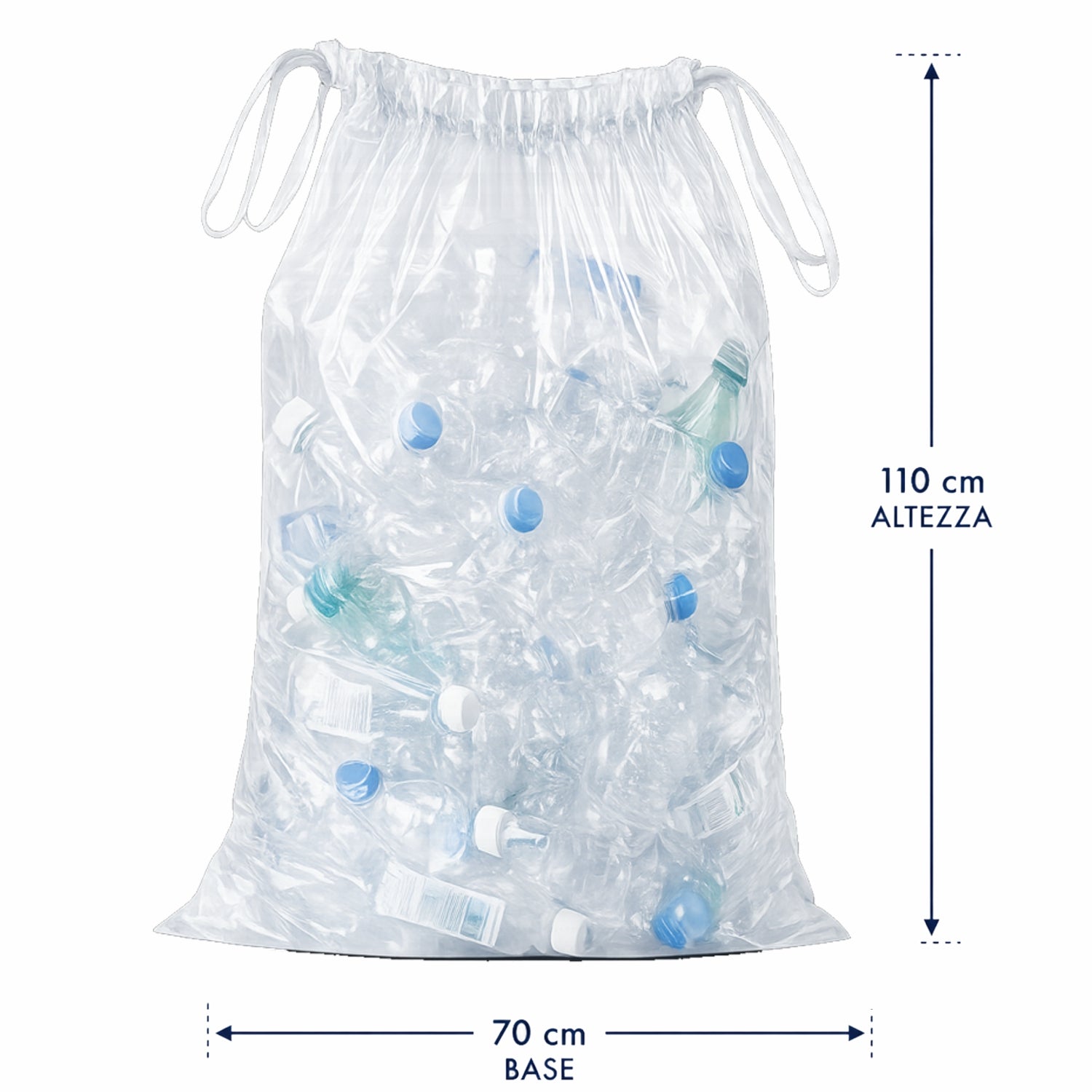 400 Sacchi Spazzatura resistenti cm. 70x110 Raccolta Differenziata 110 Litri con Maniglia colore Ambra trasparente